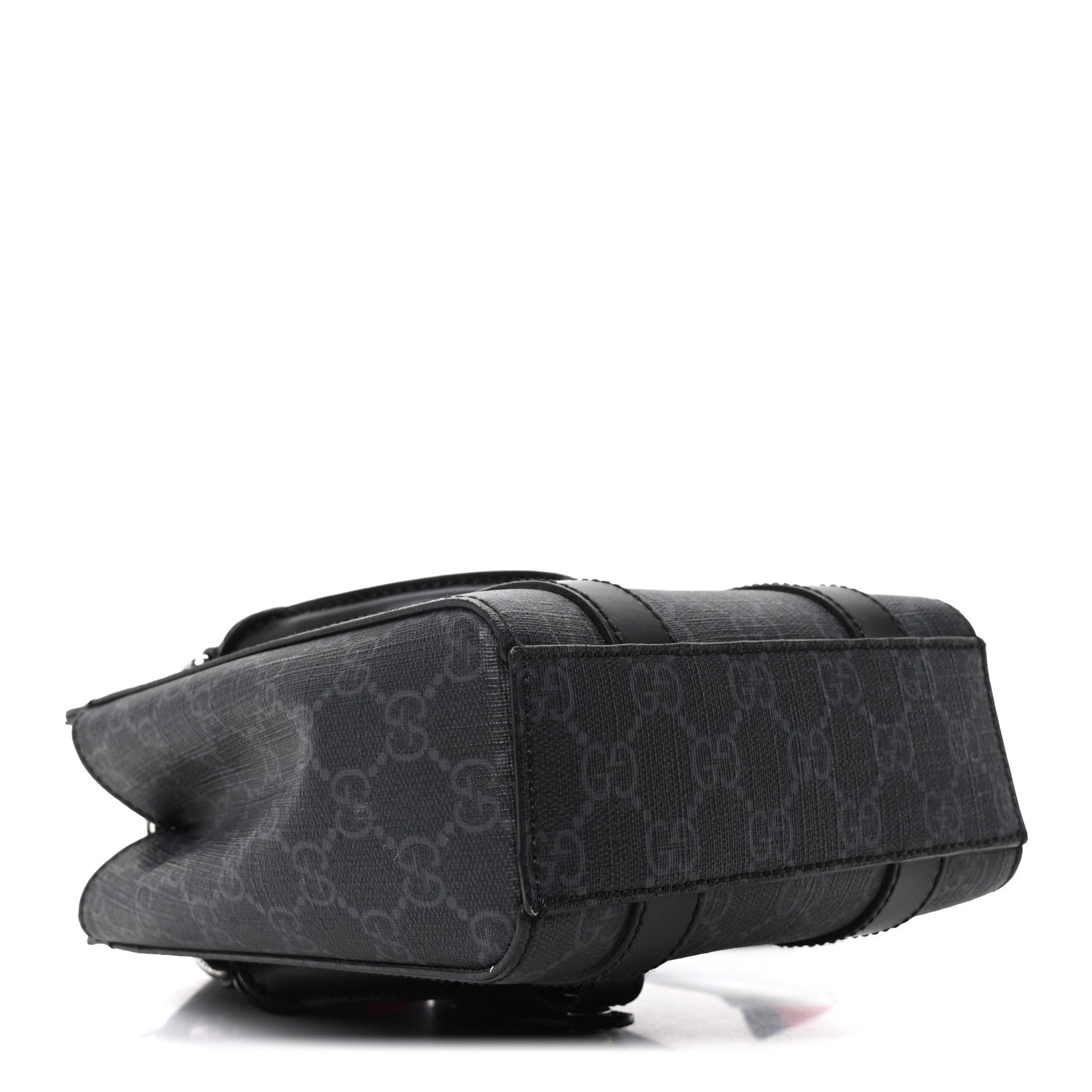 GG Supreme Monogram Appia Calfskin Web Mini Tote Bag Black