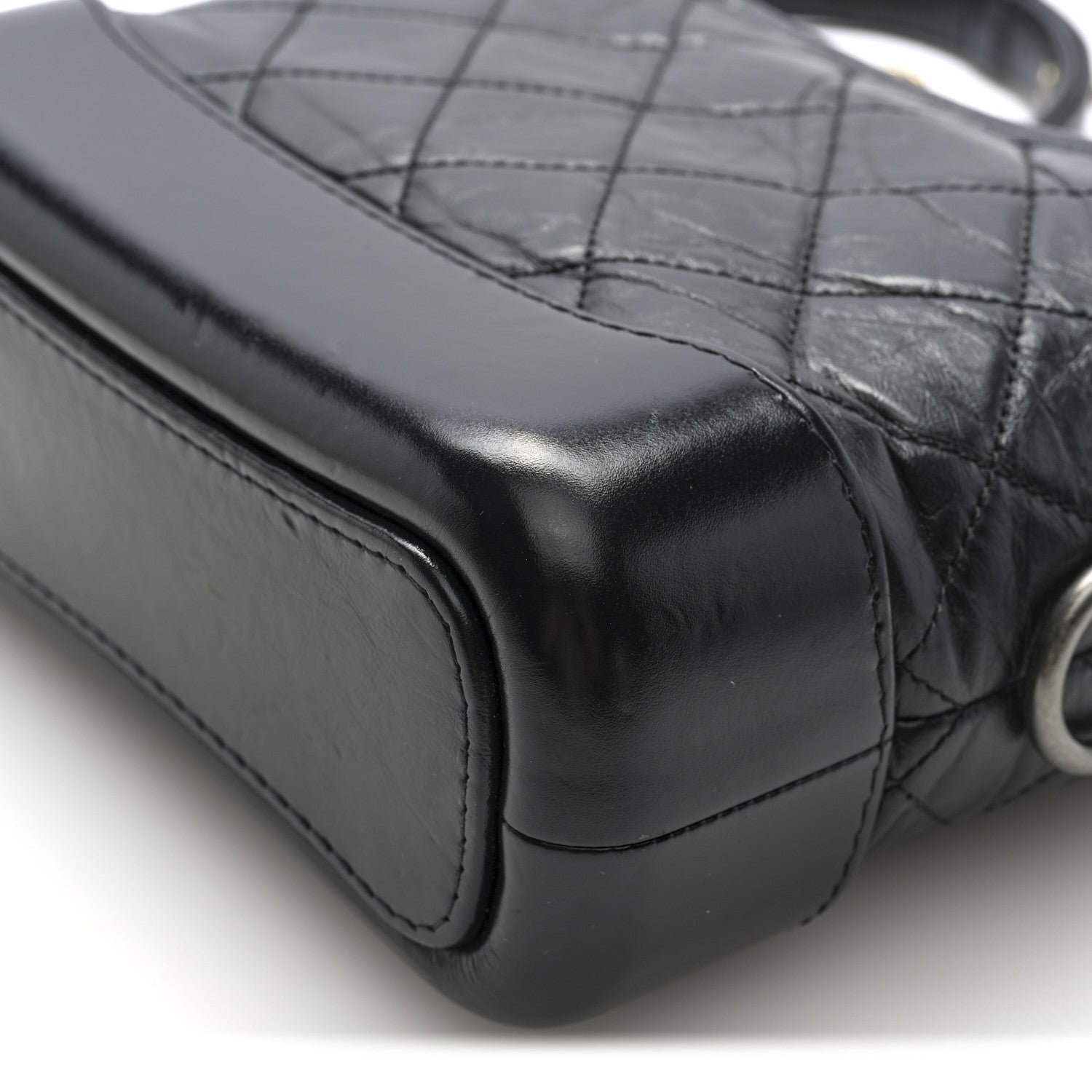 Aged Calfskin Quilted Small Gabrielle Logo Hobo Black