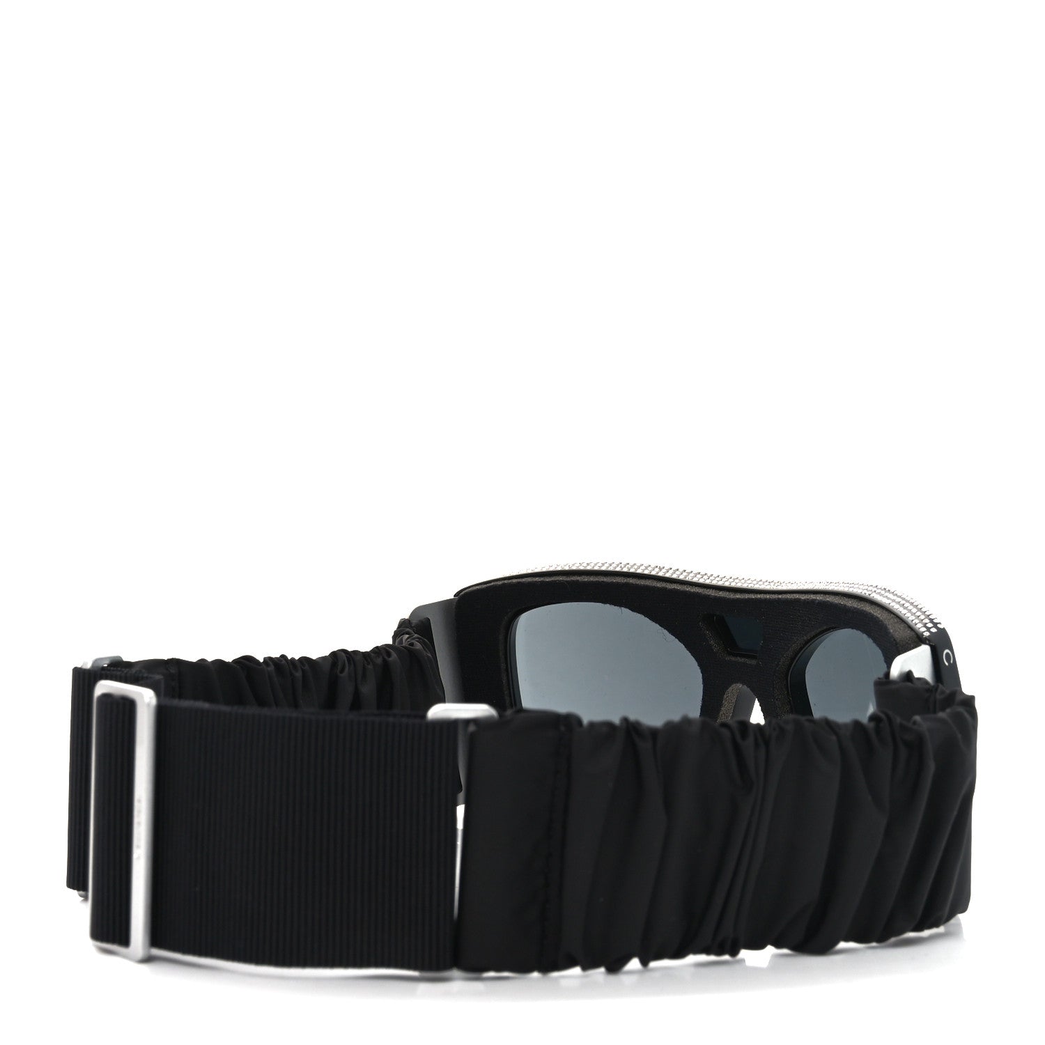 Crystal Acetate Technical Satin Shield Sunglasses Black