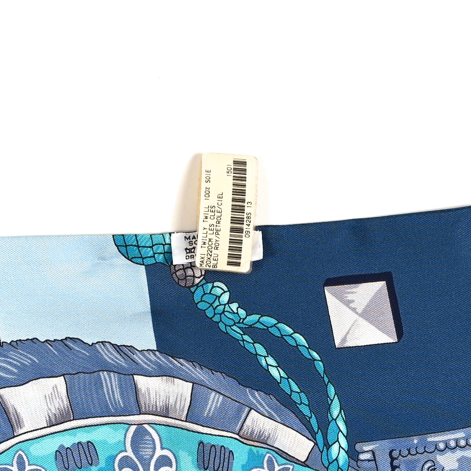 Silk Les Cles Maxi Twilly Bleu Roy Bleu Roy Petrole Ciel