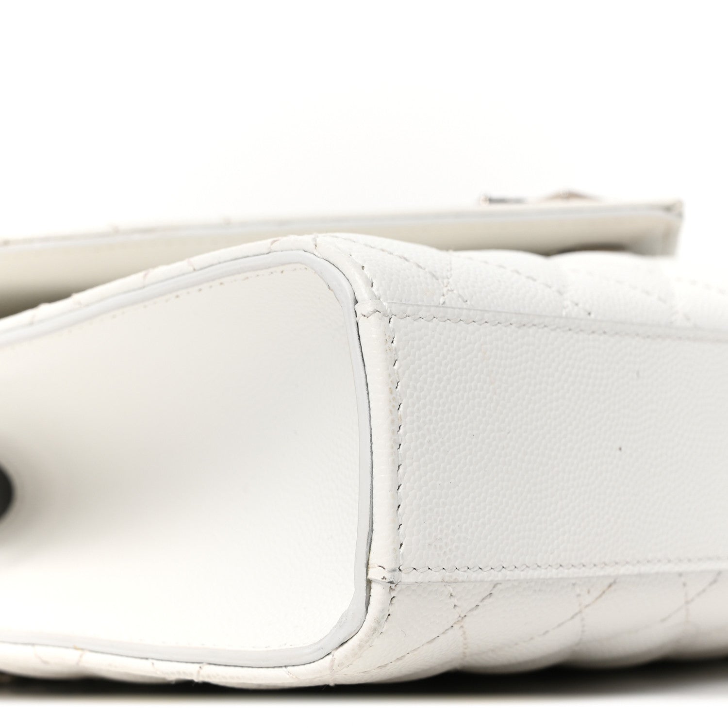 Grain De Poudre Medium Tri-Quilt Monogram Satchel White