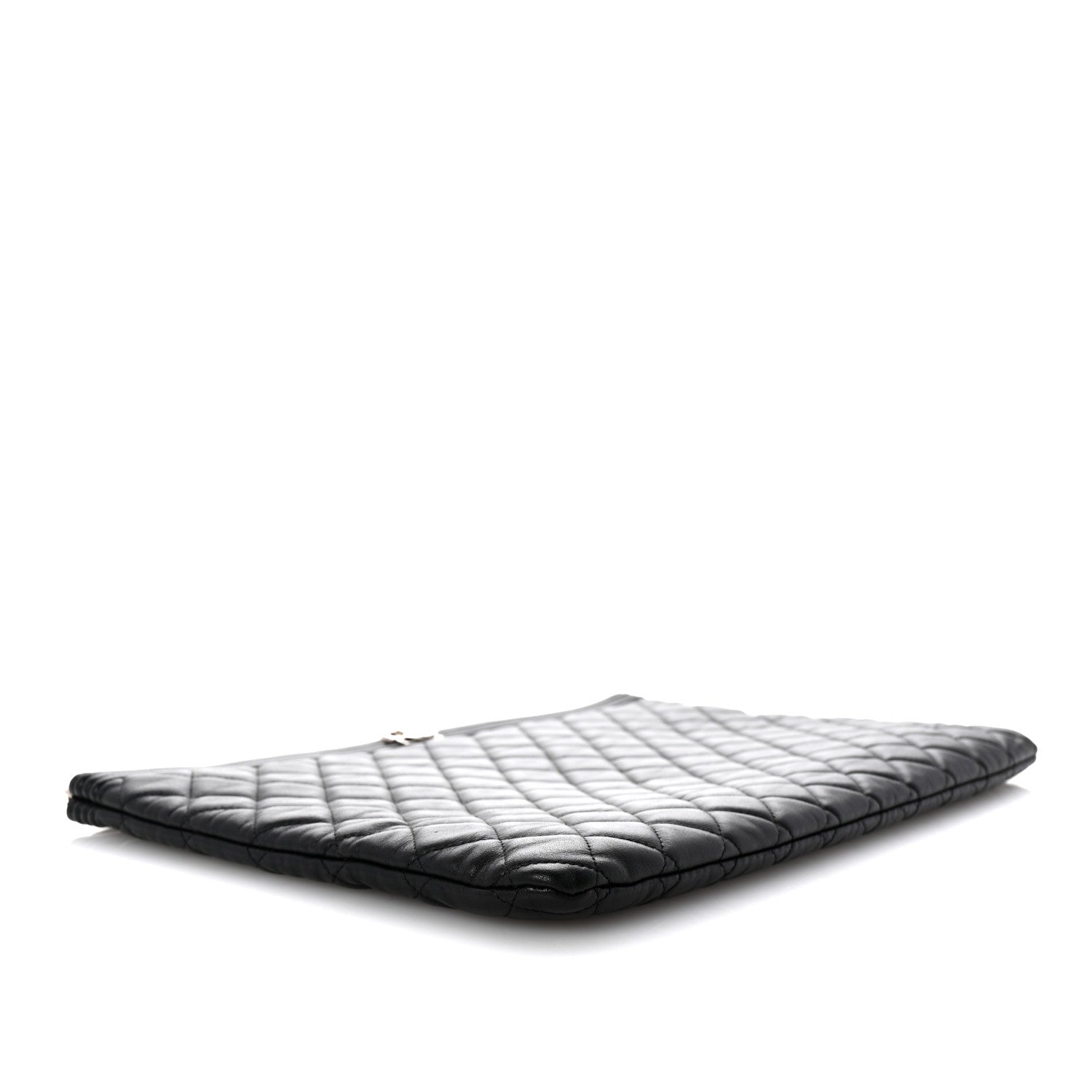 Lambskin Quilted Large Boy Cosmetic Case Black