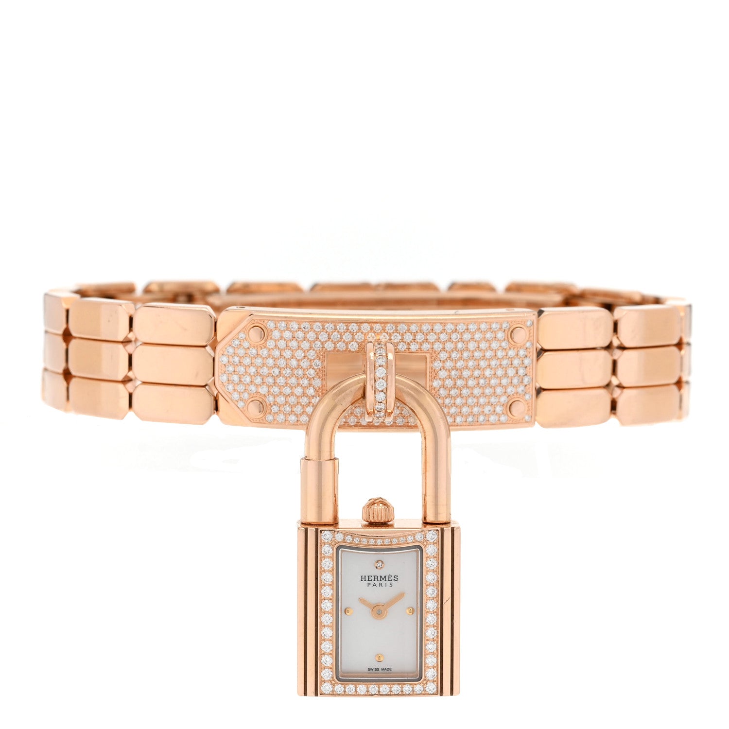 18K Rose Diamond Pave 16mm Kelly Quartz Watch