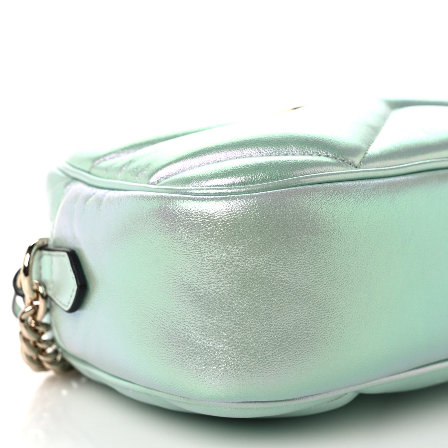 Iridescent Nappa Chevron Matelasse Small GG Marmont Chain Shoulder Bag Iridescent Salvy Green