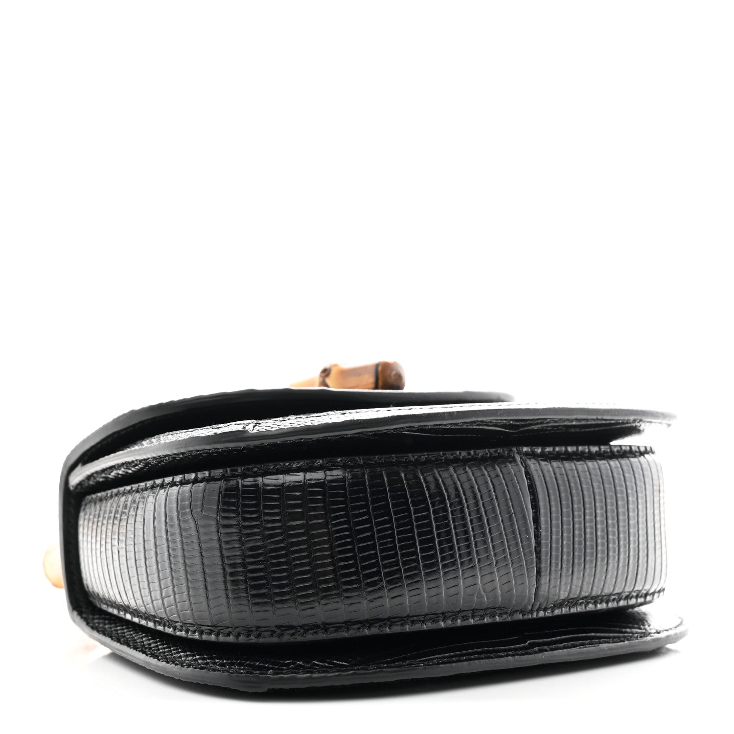 Sequin Lizard Embossed GG Mini Bamboo 1947 Top Handle Chain Bag Black White