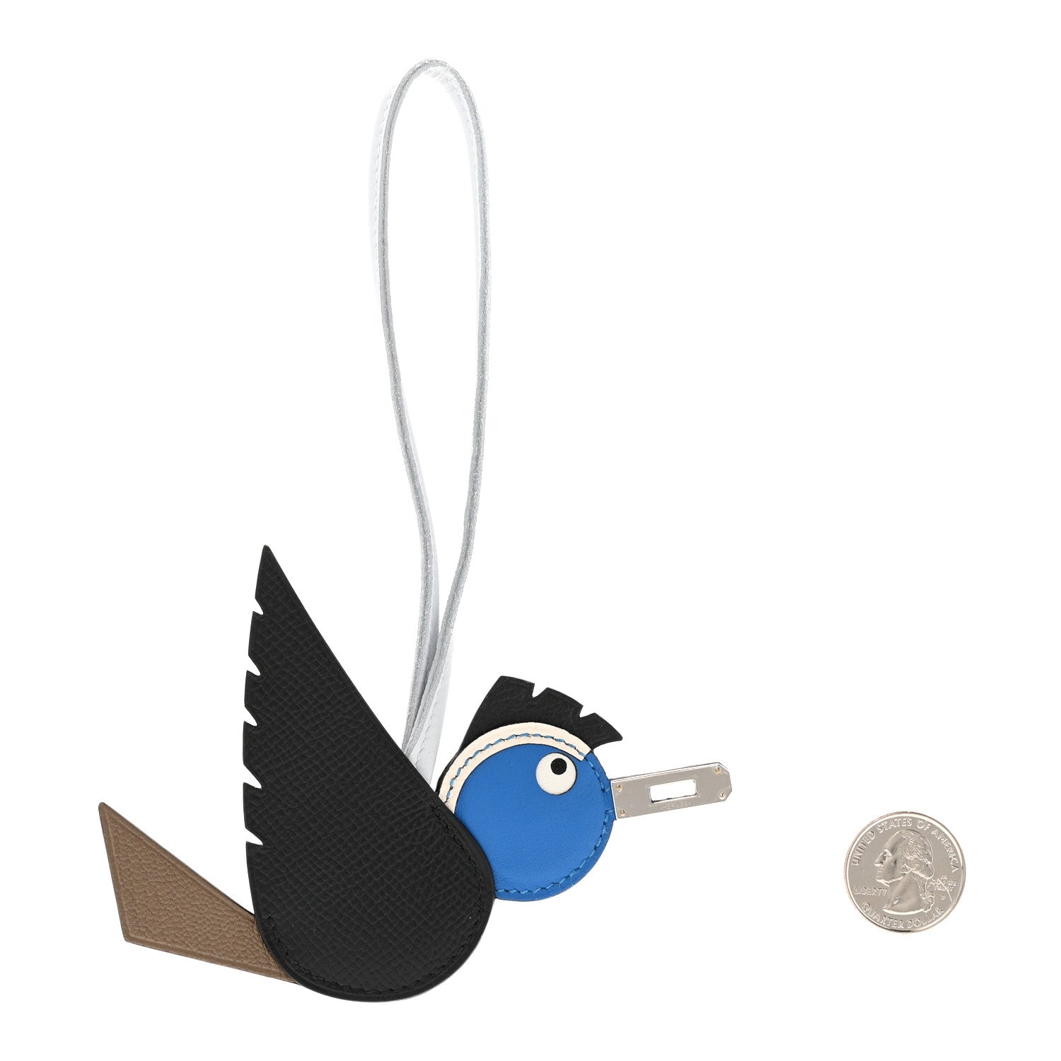 Epsom Swift Chevre Mysore Birdy Bag Charm Black Etoupe Bleu Hydra Bleu Brume