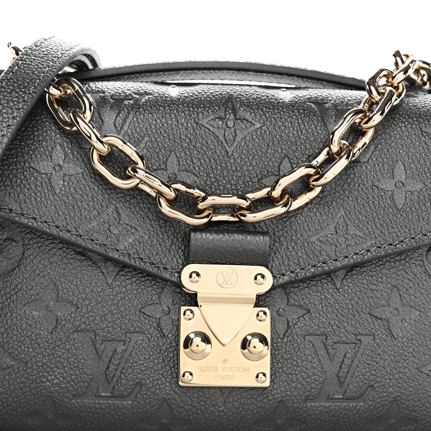 Shimmery Empreinte LV Ski Pochette Metis East West Gun Metal