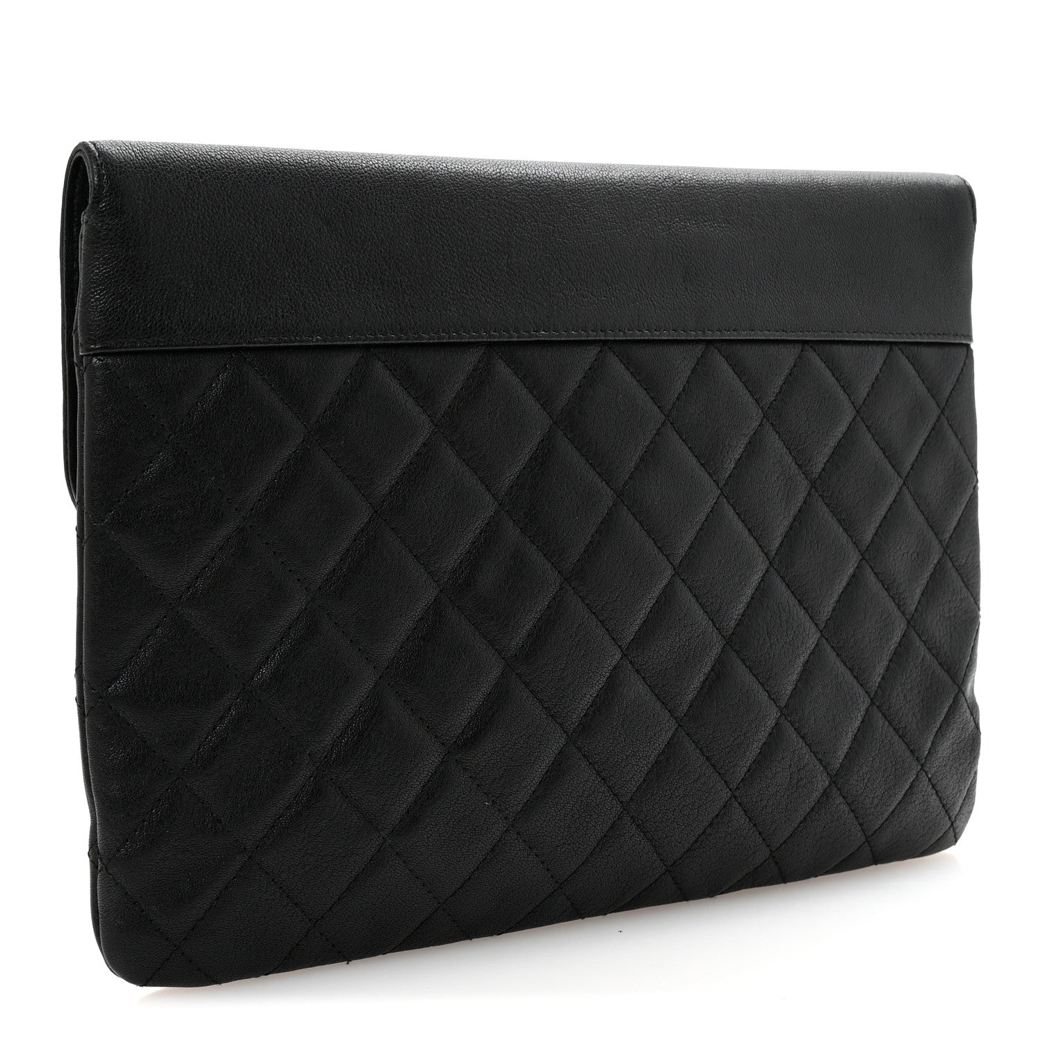 Goatskin Quilted CC Box Pouch Black