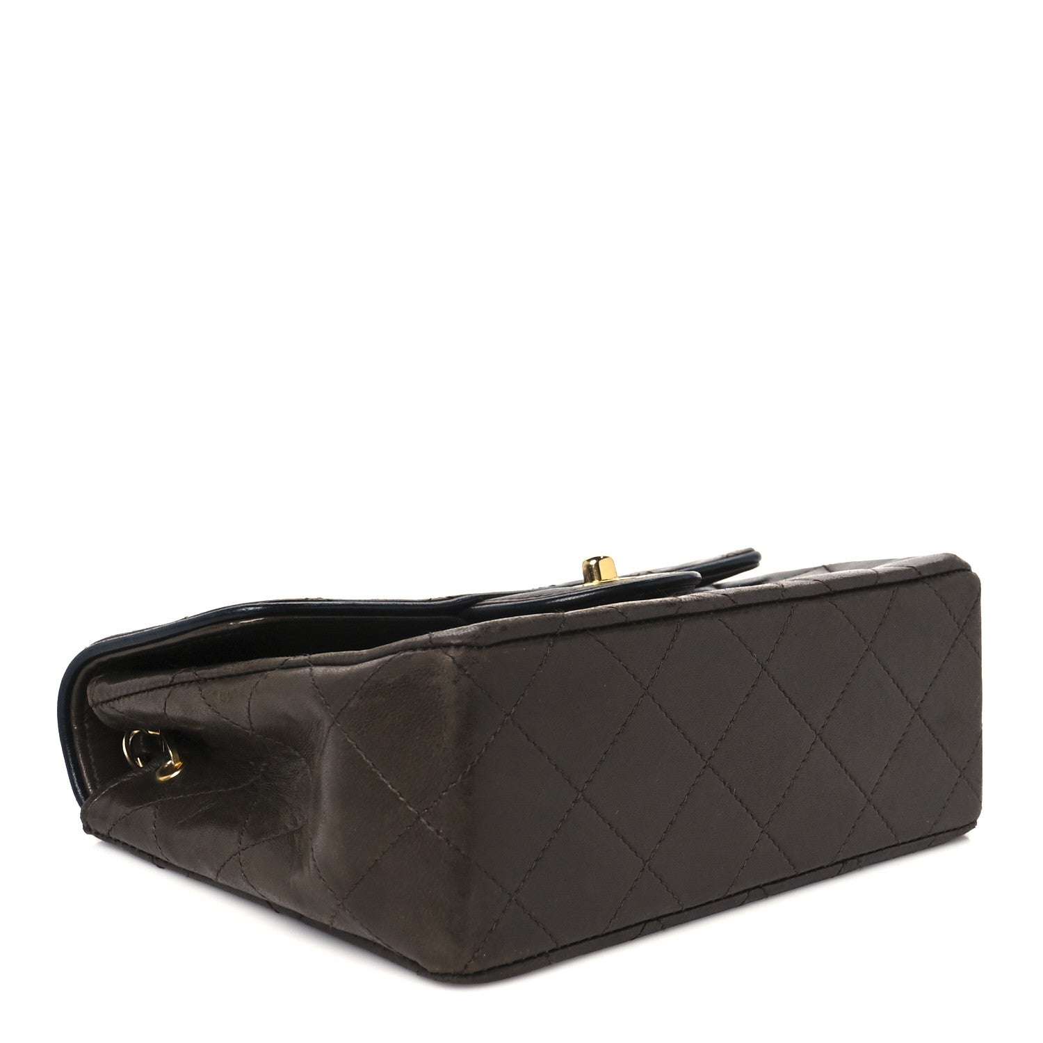 Lambskin Quilted Mini Square Flap Bag Dark Brown