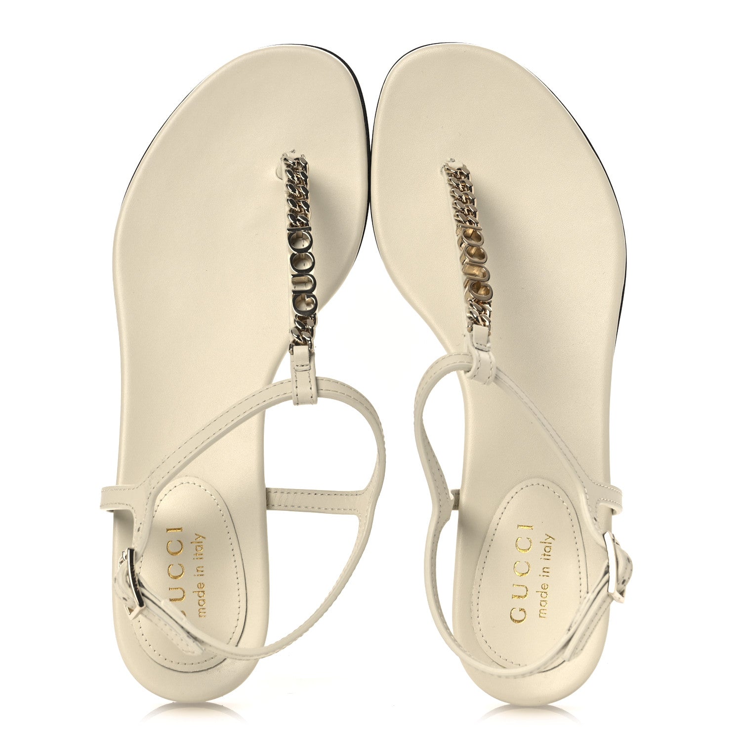 Sierra Calfskin Signoria Thong Sandals 37 New Ivoire