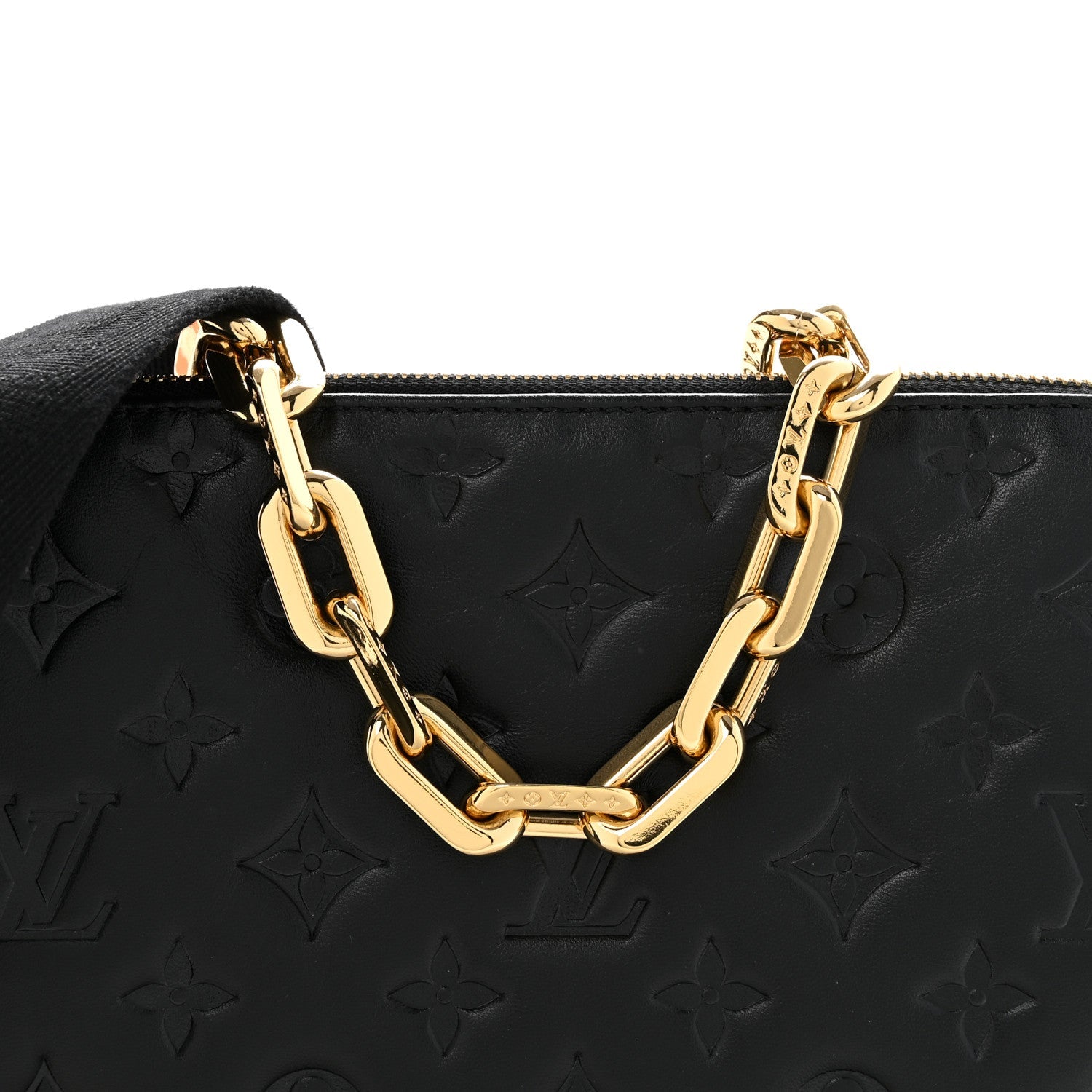 Lambskin Embossed Monogram Coussin PM Black