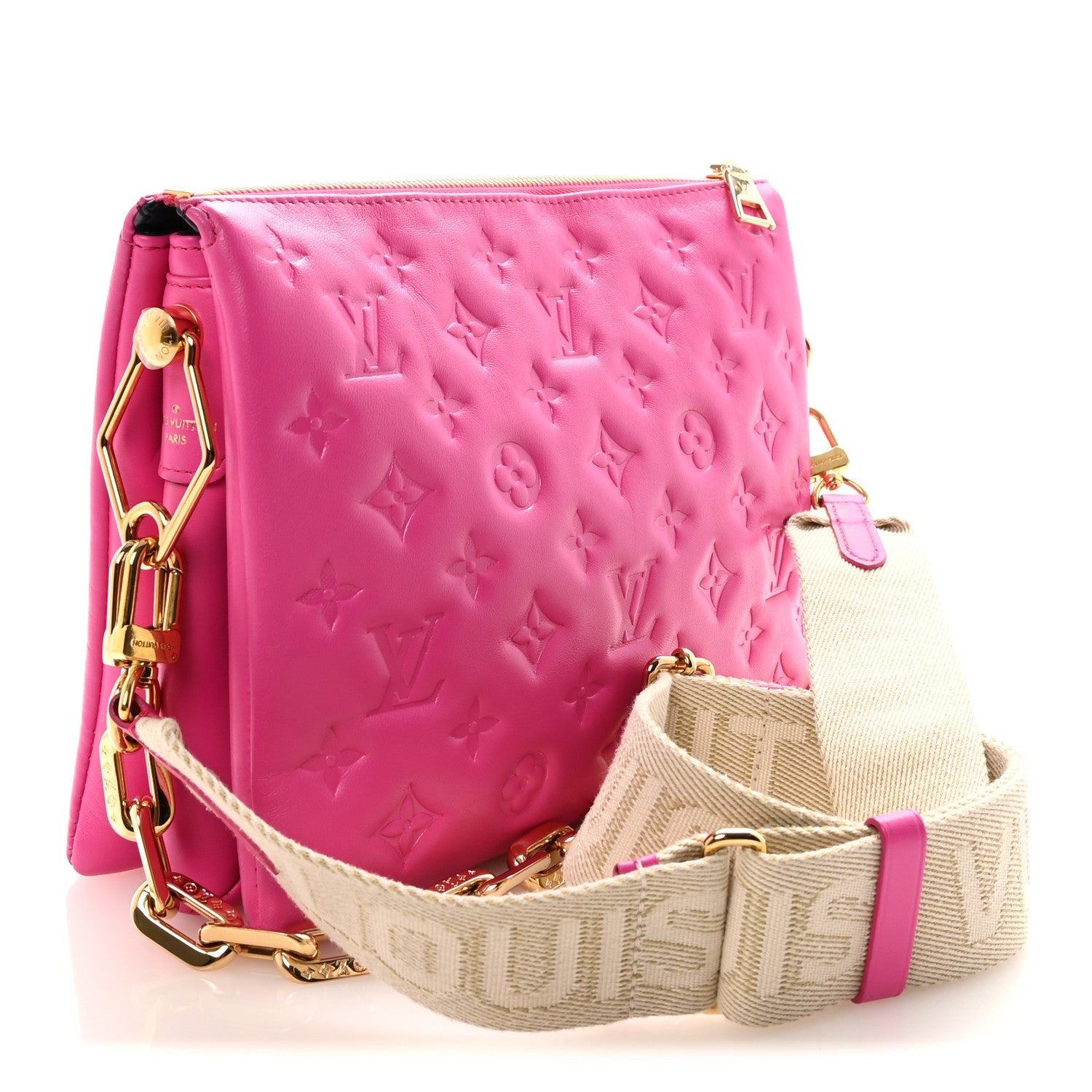 Lambskin Embossed Monogram Coussin PM Rose Miami