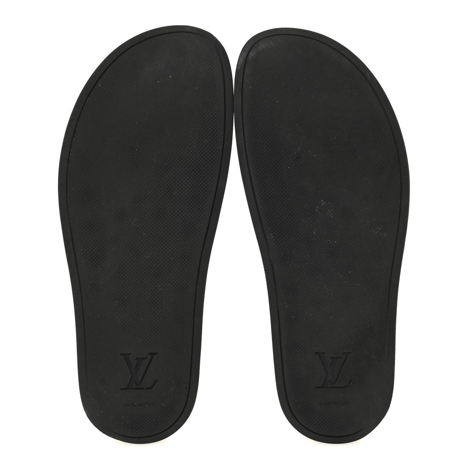 Rubber Embossed Monogram Mens Waterfront Mules 7.5 Black
