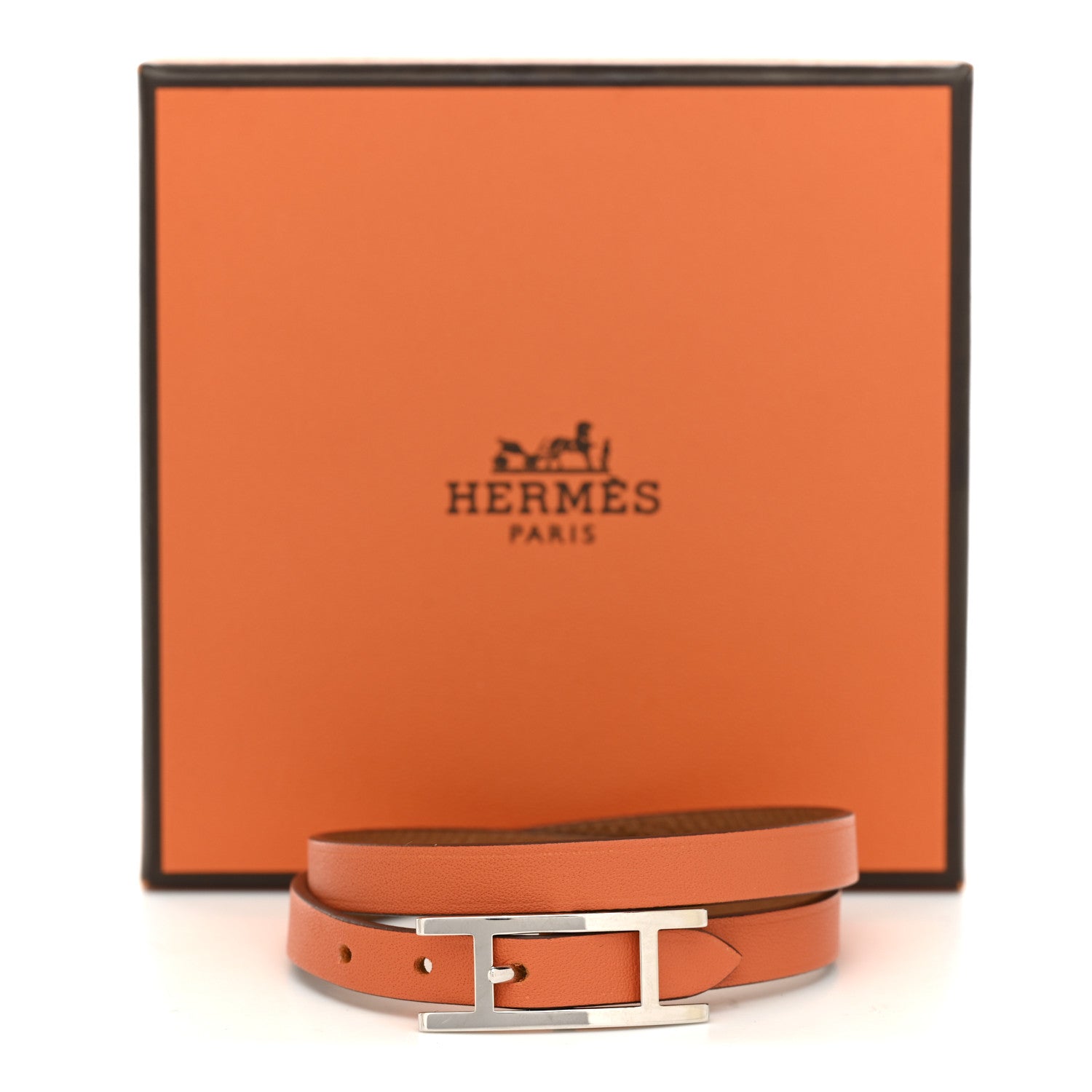 Swift Epsom Behapi Double Tour Reversible Bracelet T4 Orange Gold