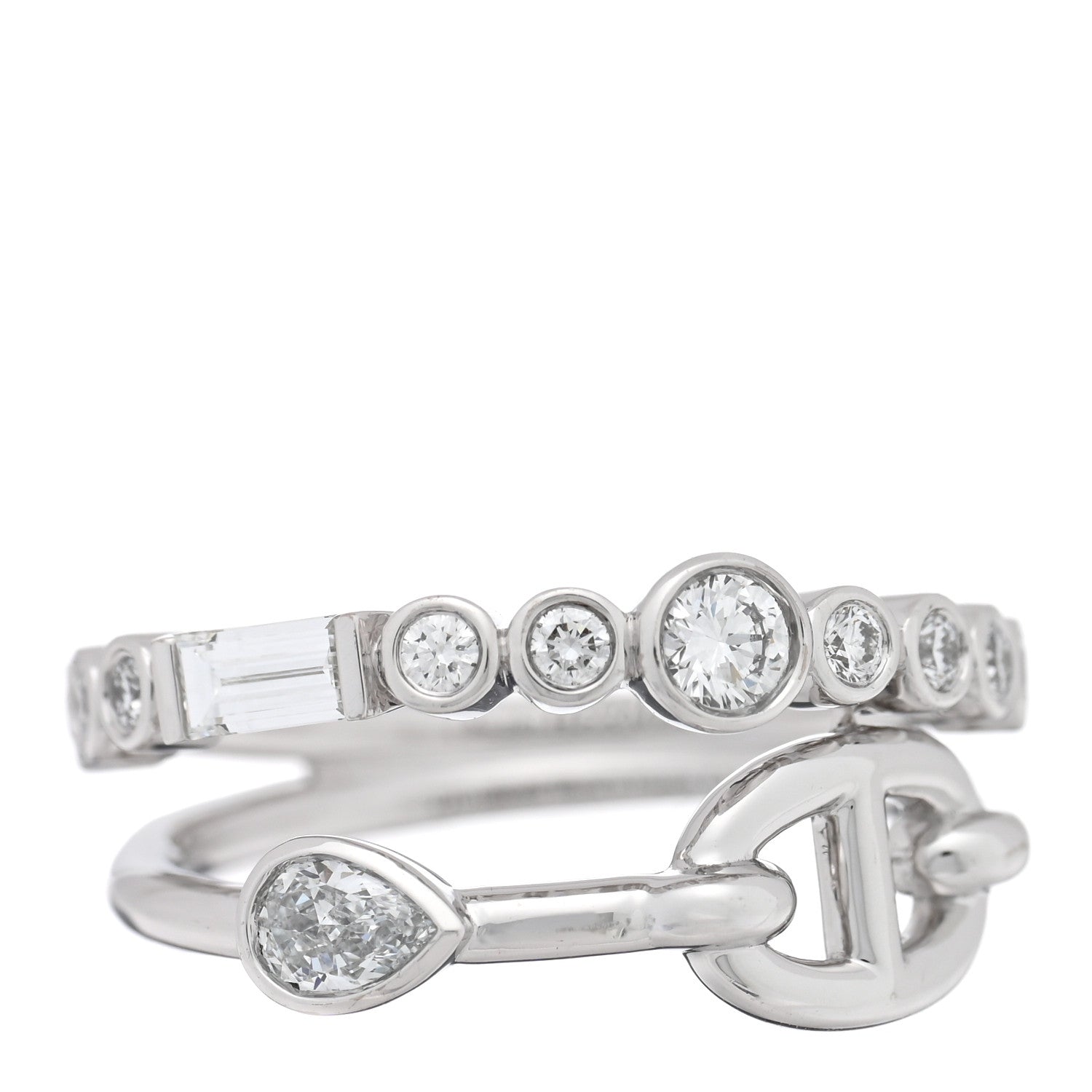 18K White Gold Diamond Chaine D'Ancre Fancy Chaos Ring 50 5.25