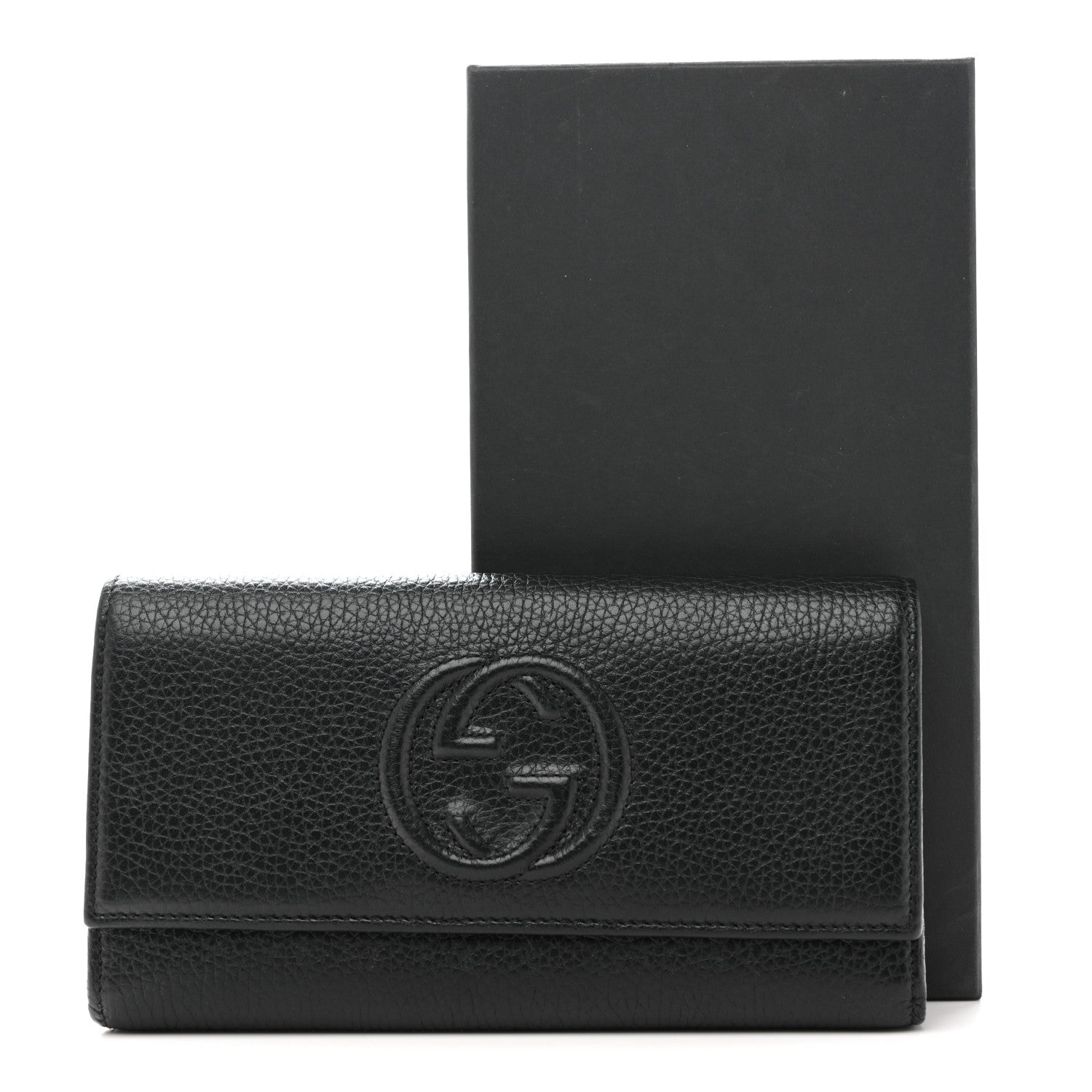 Pebbled Calfskin Large Soho Continental Wallet Black