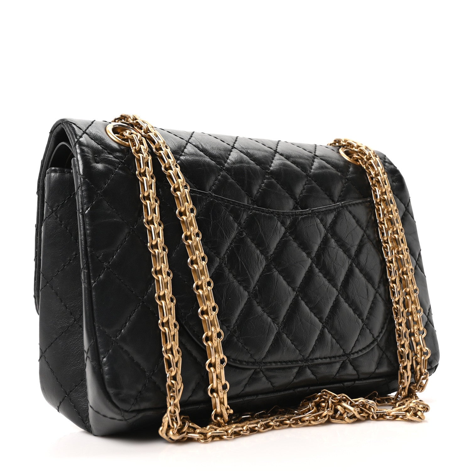 Aged Calfskin Quilted 2.55 Reissue 225 Flap Black