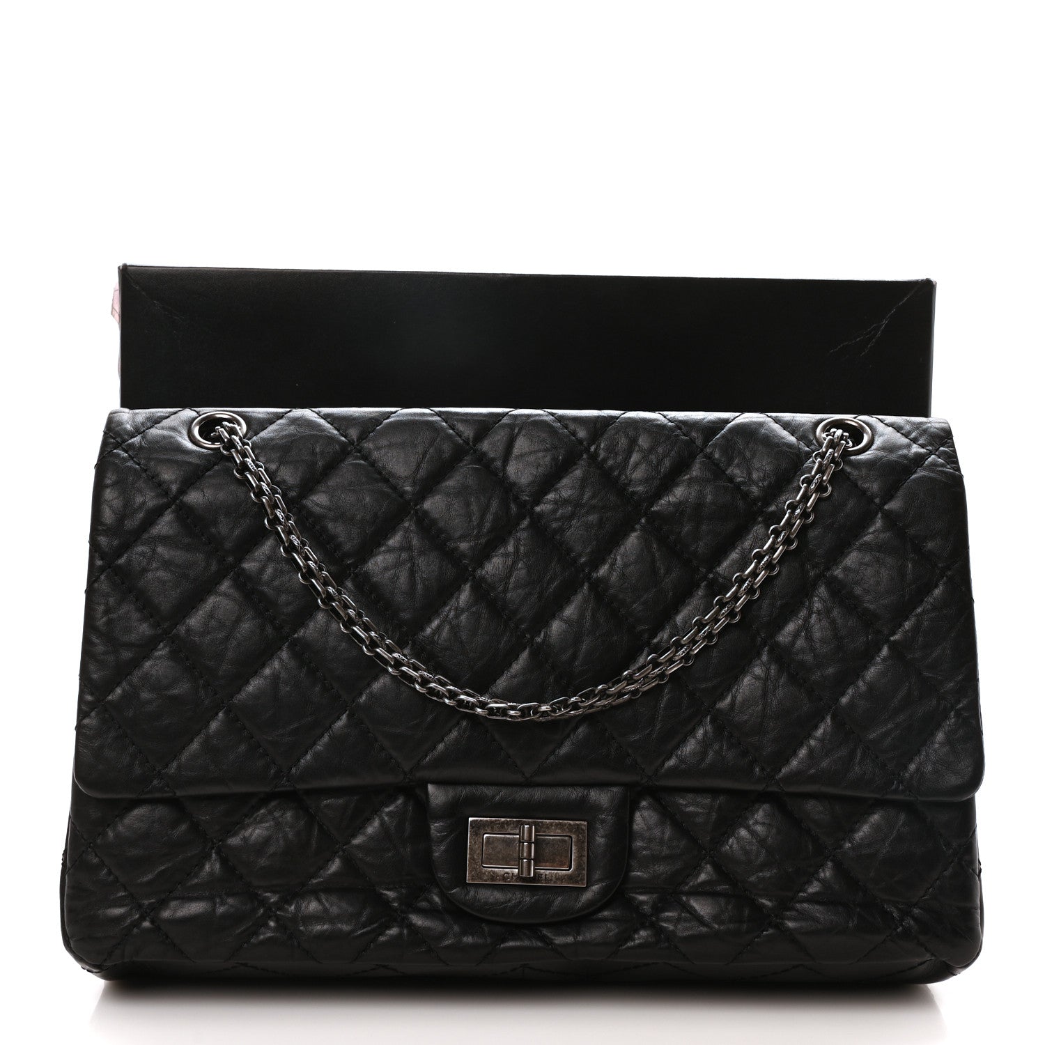 Aged Calfskin Quilted 2.55 Reissue 226 Flap Black