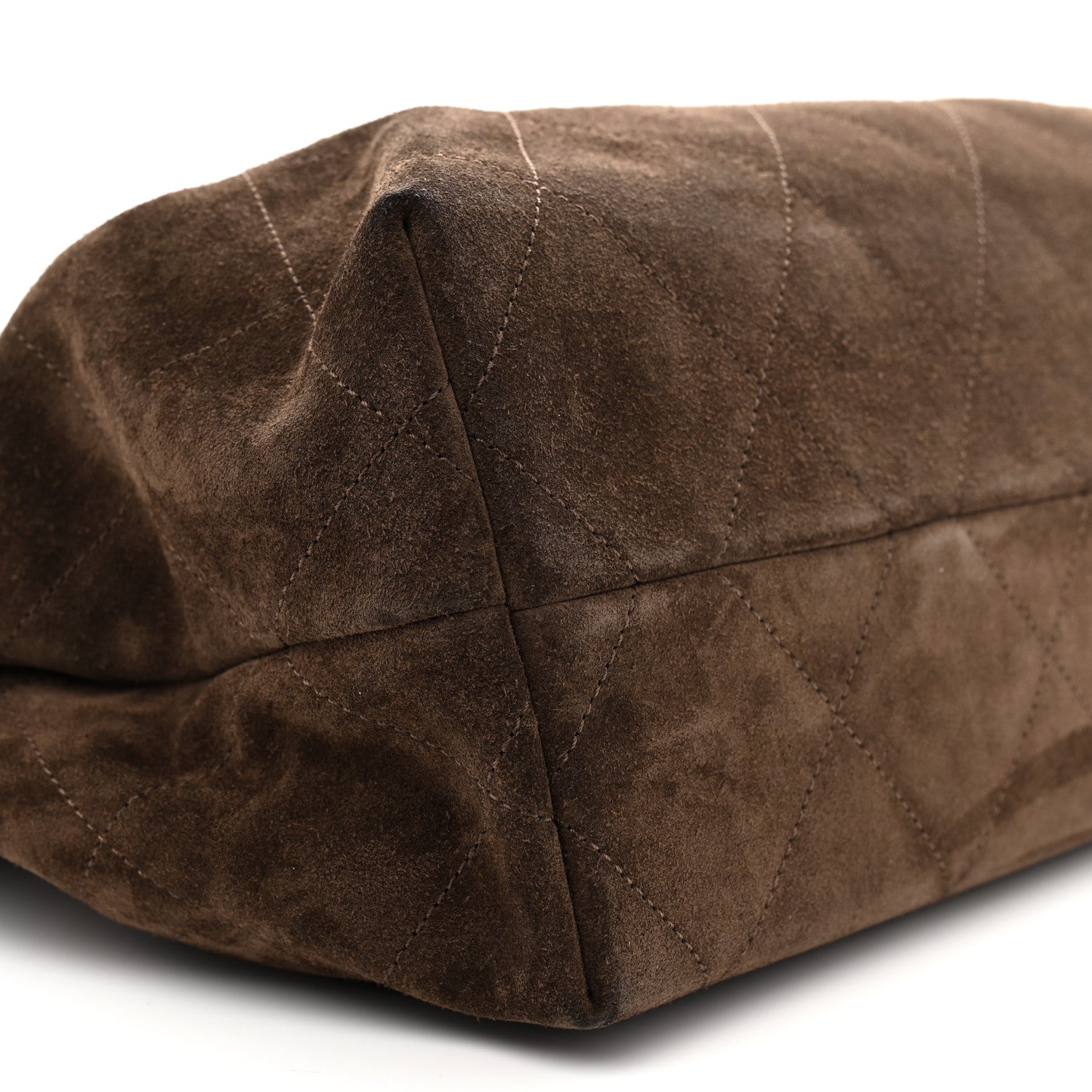 Suede Calfskin Lambskin Quilted Large Maxi Hobo Dark Brown