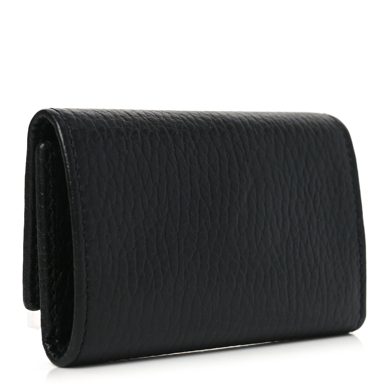 Pebbled Calfskin GG Marmont 6 Key Holder Black