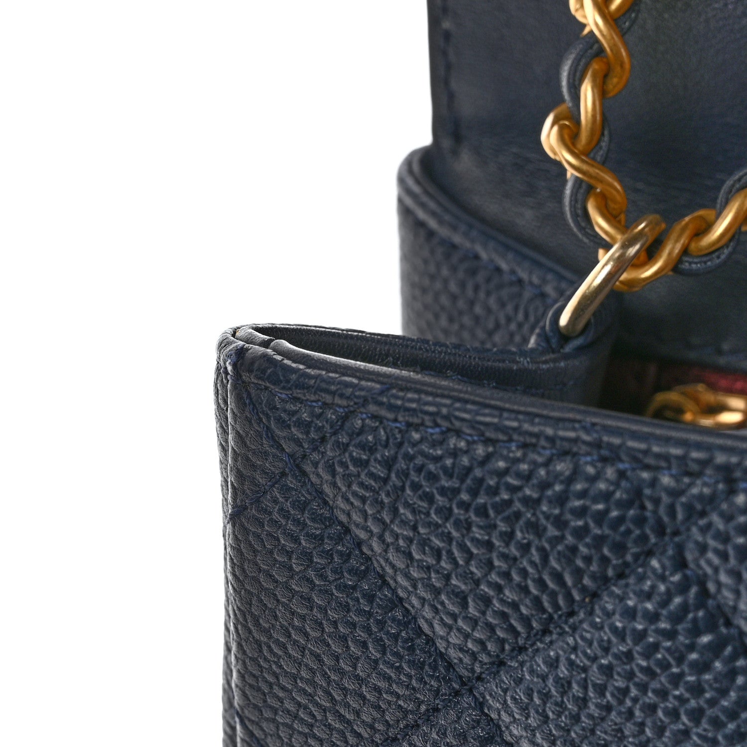 Caviar Quilted Small CC Filigree Flap Navy
