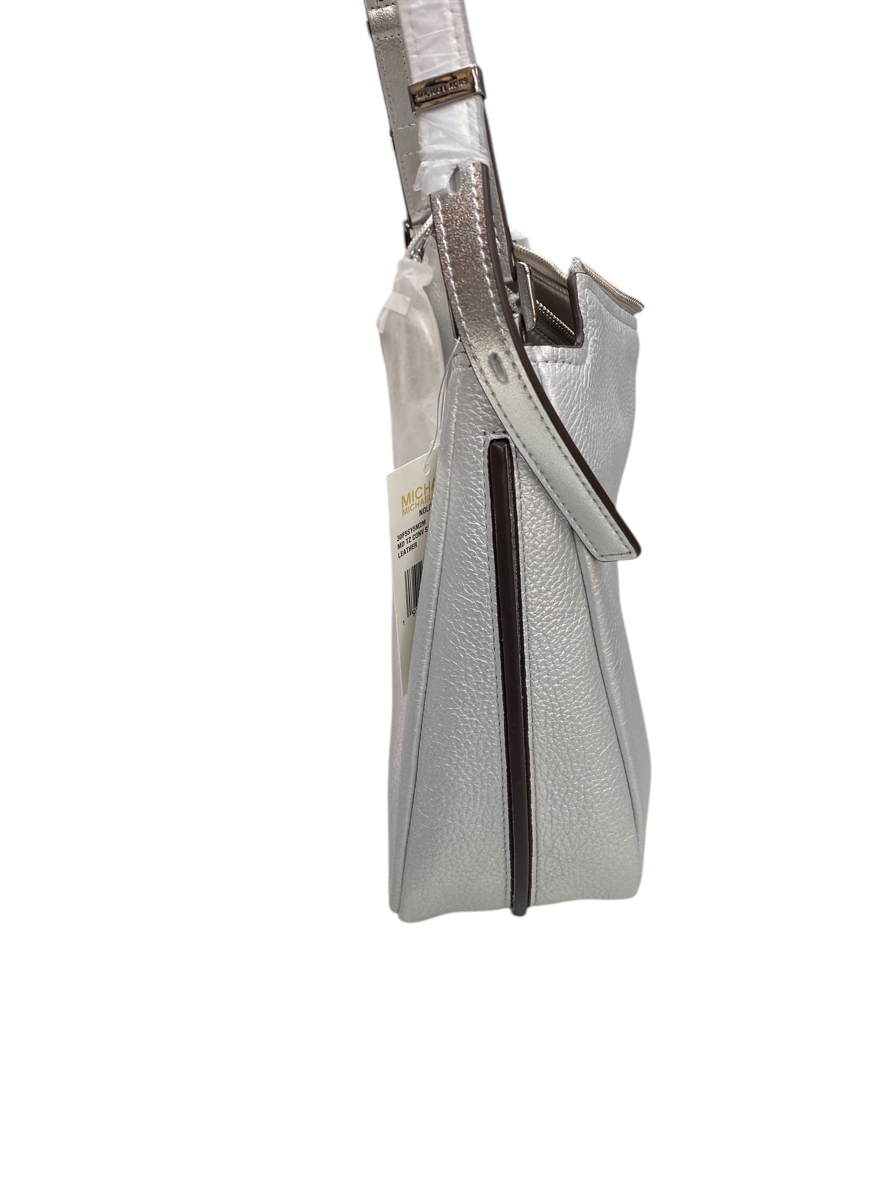 Handbag Designer By Michael Kors In Silver, Size:Large