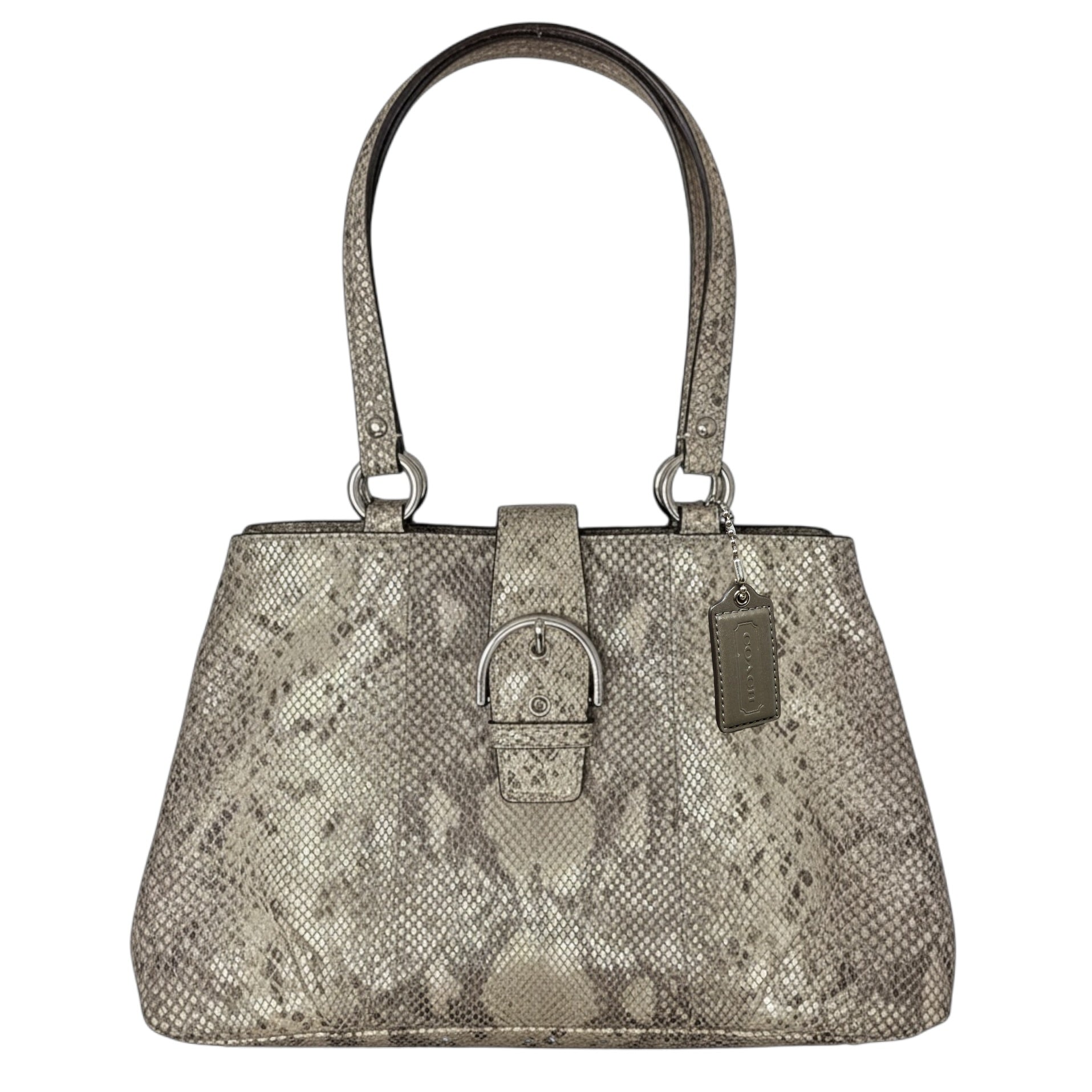 Soho Python Embossed Leather Carryall Tote Designer By Coach, Size: Medium