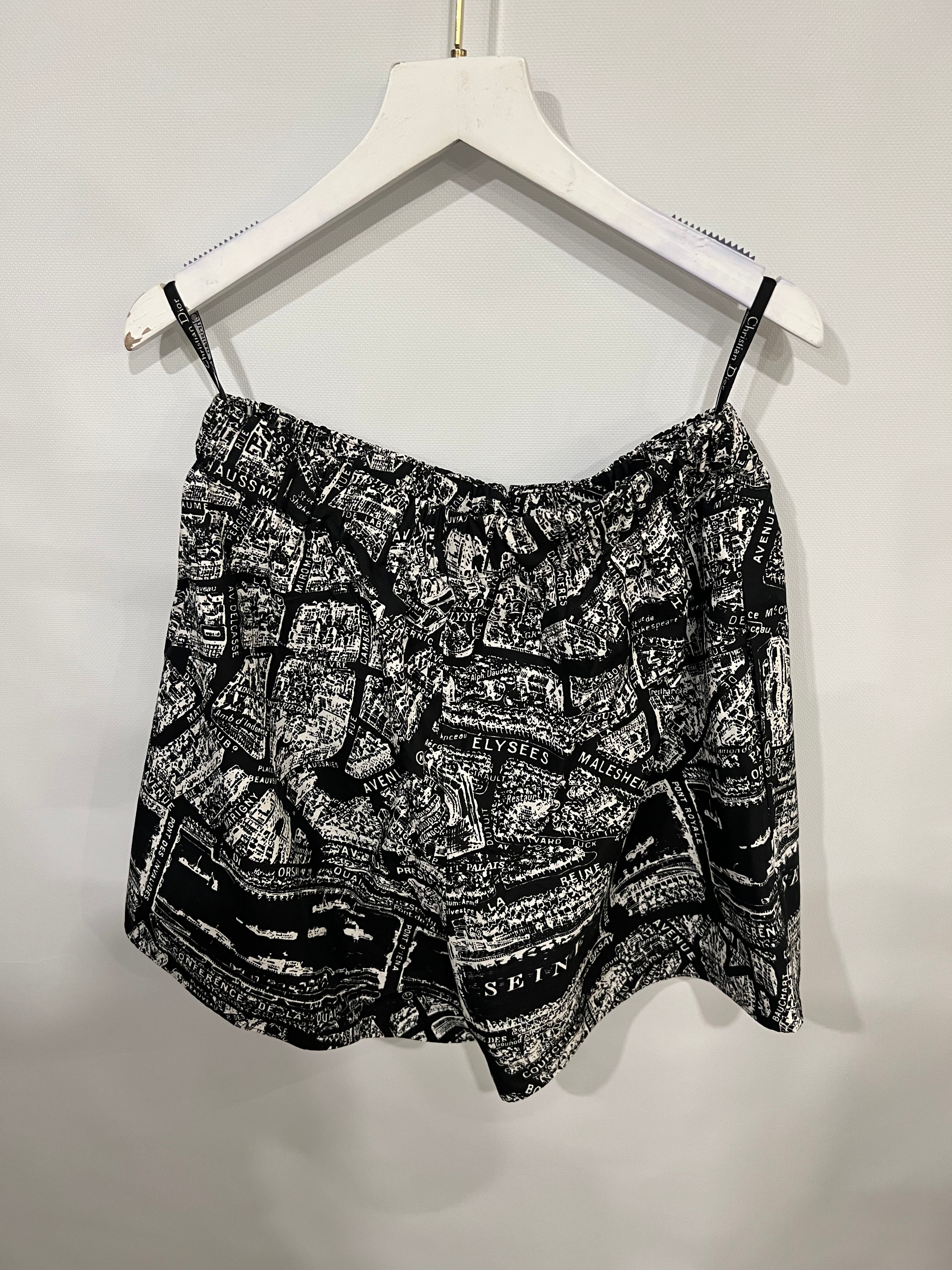 Christian Dior Black and White Shorts with Parisian Map Print Size FR 36 (UK 8)