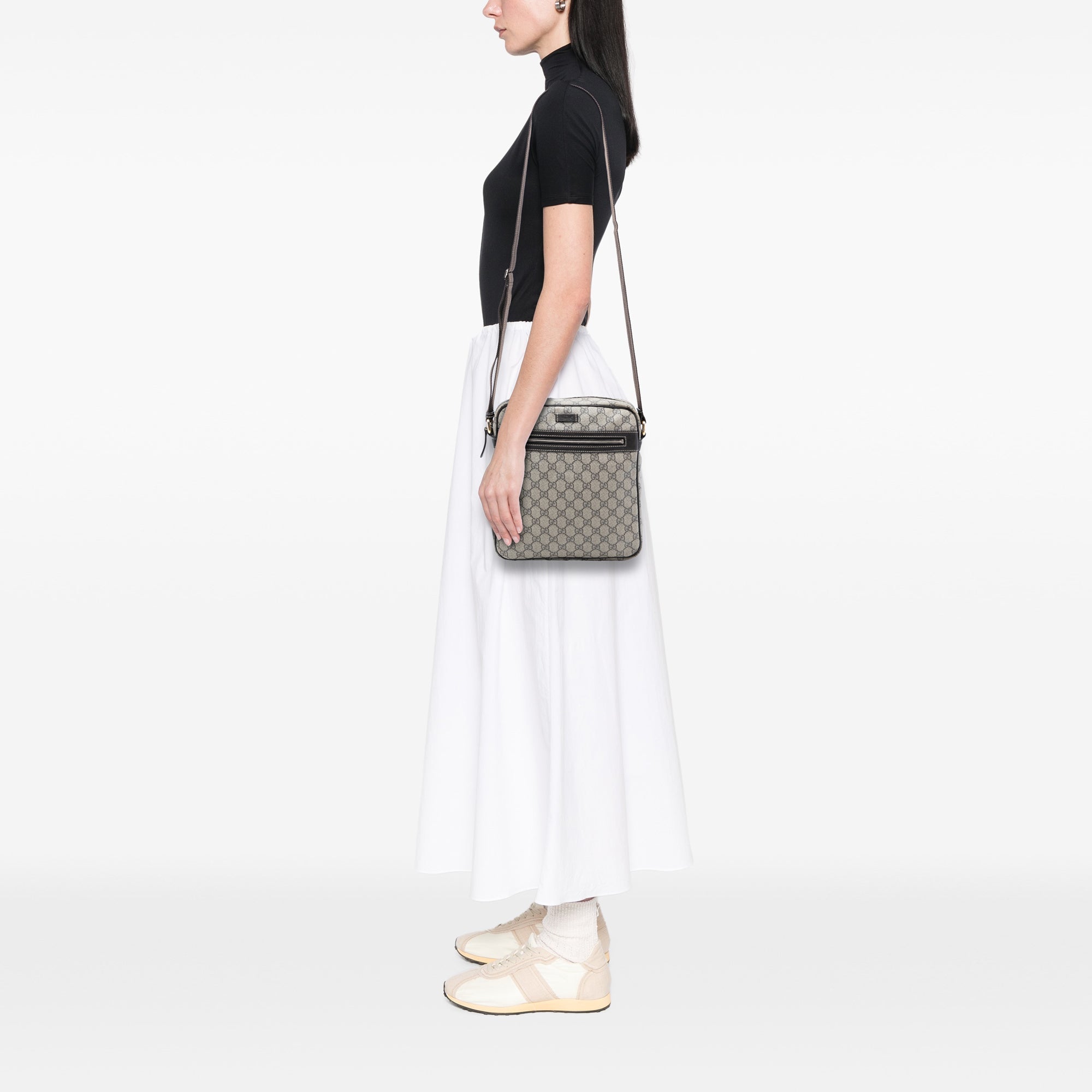Front Zip Messenger GG Coated Canvas Medium