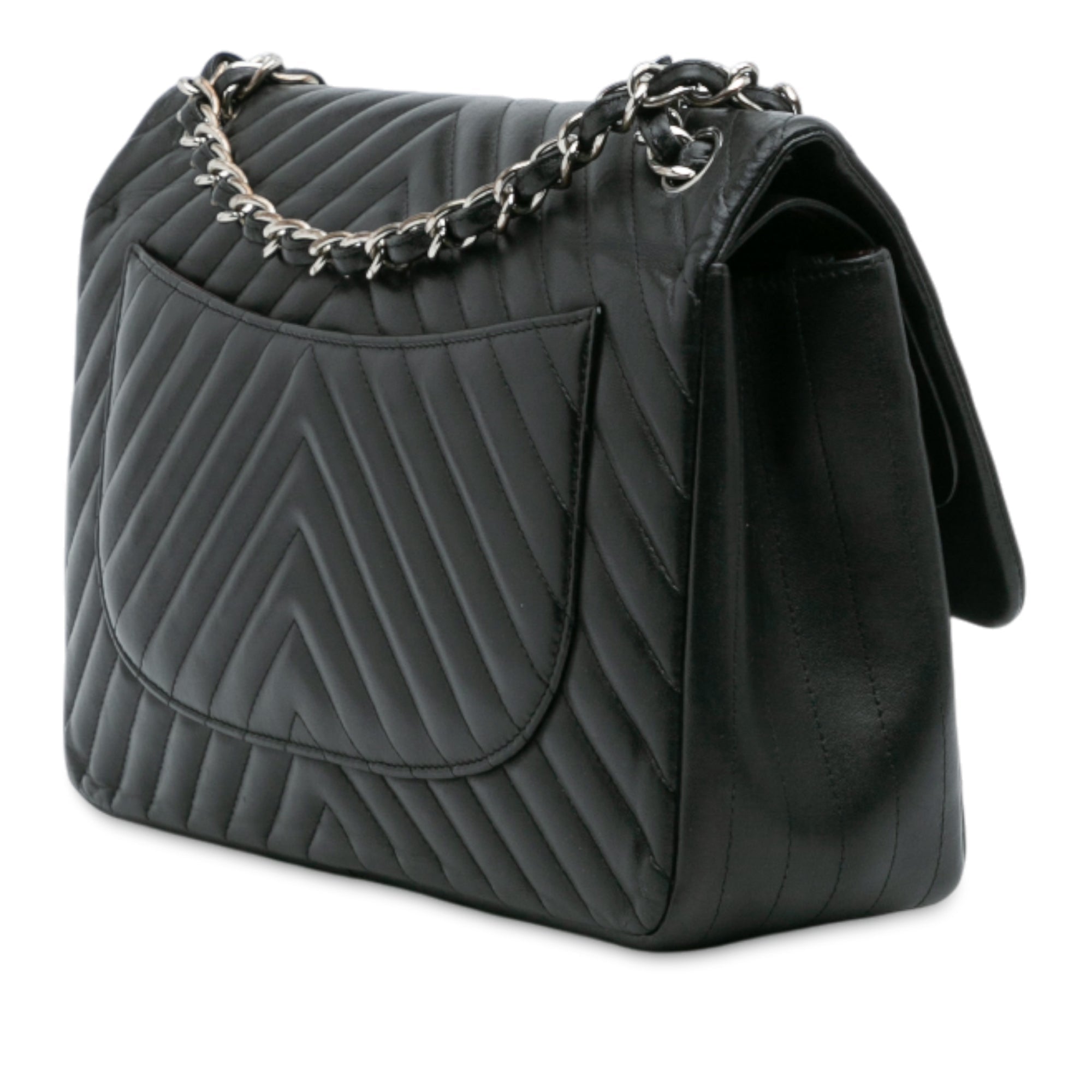 Classic Double Flap Bag Chevron Lambskin Jumbo