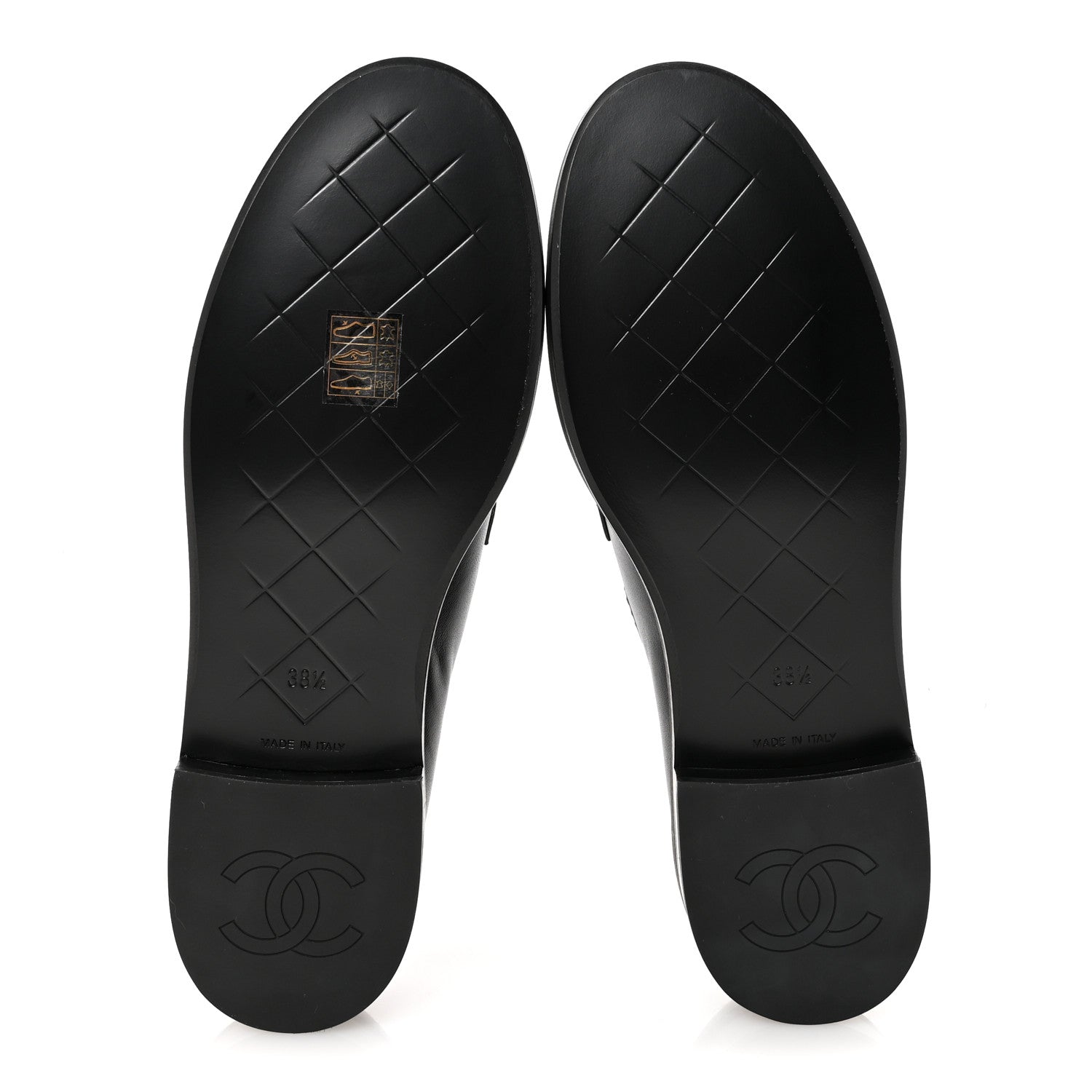 Crumpled Lambskin Quilted CC Turnlock Loafers 38.5 Black