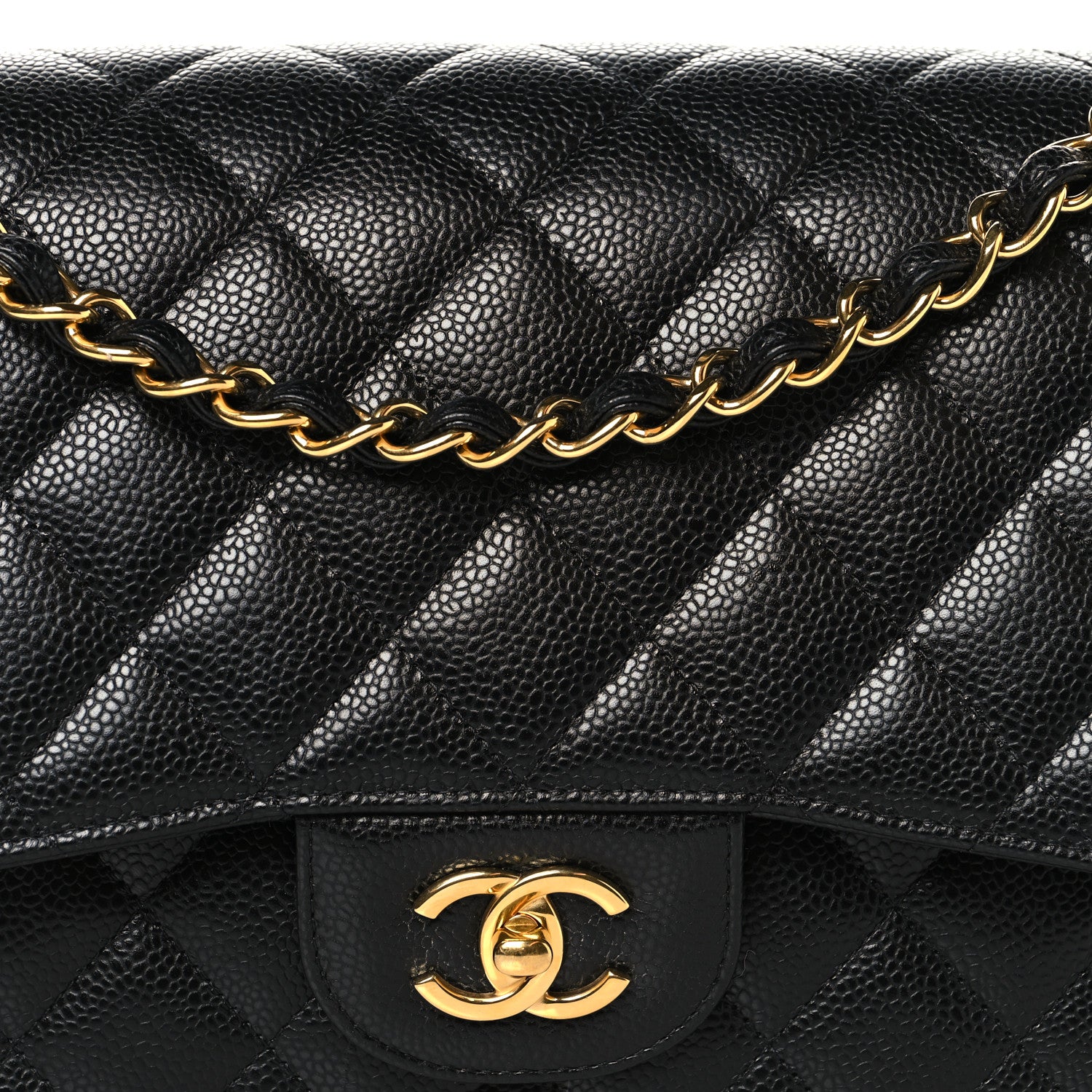 Caviar Quilted Jumbo Double Flap Black