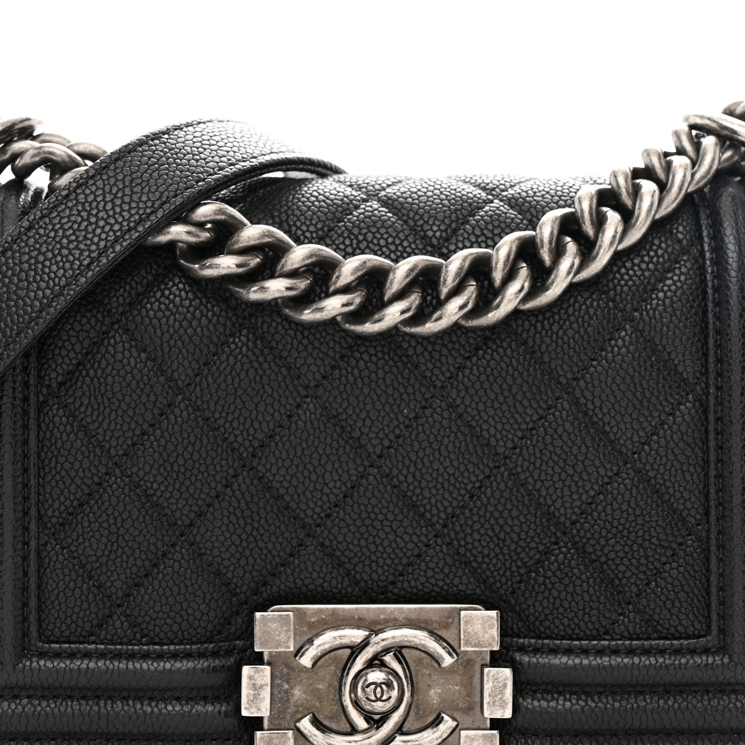 Caviar Quilted Small Boy Flap Black