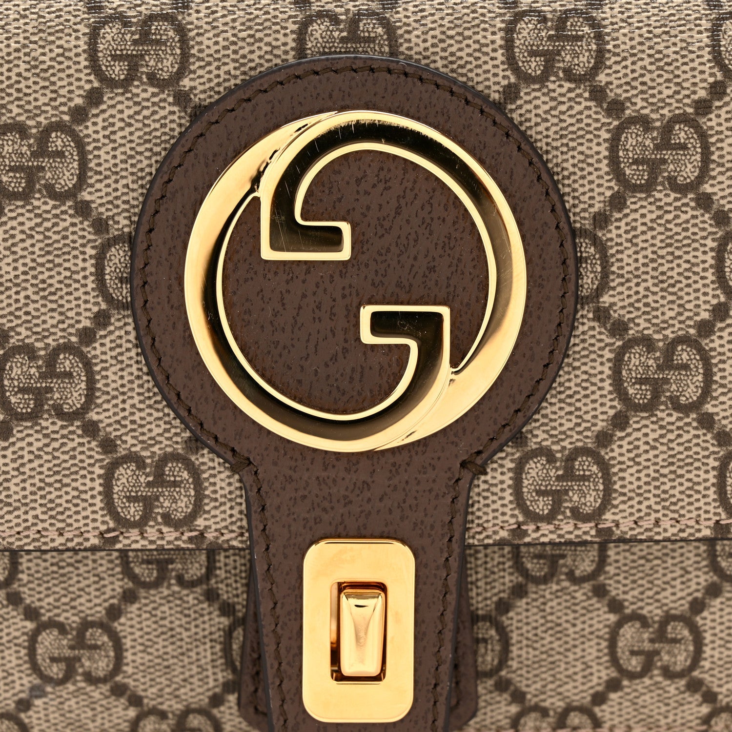 GG Supreme Monogram Textured Dollar Calfskin Blondie Belt Bag Beige Ebony New Acero