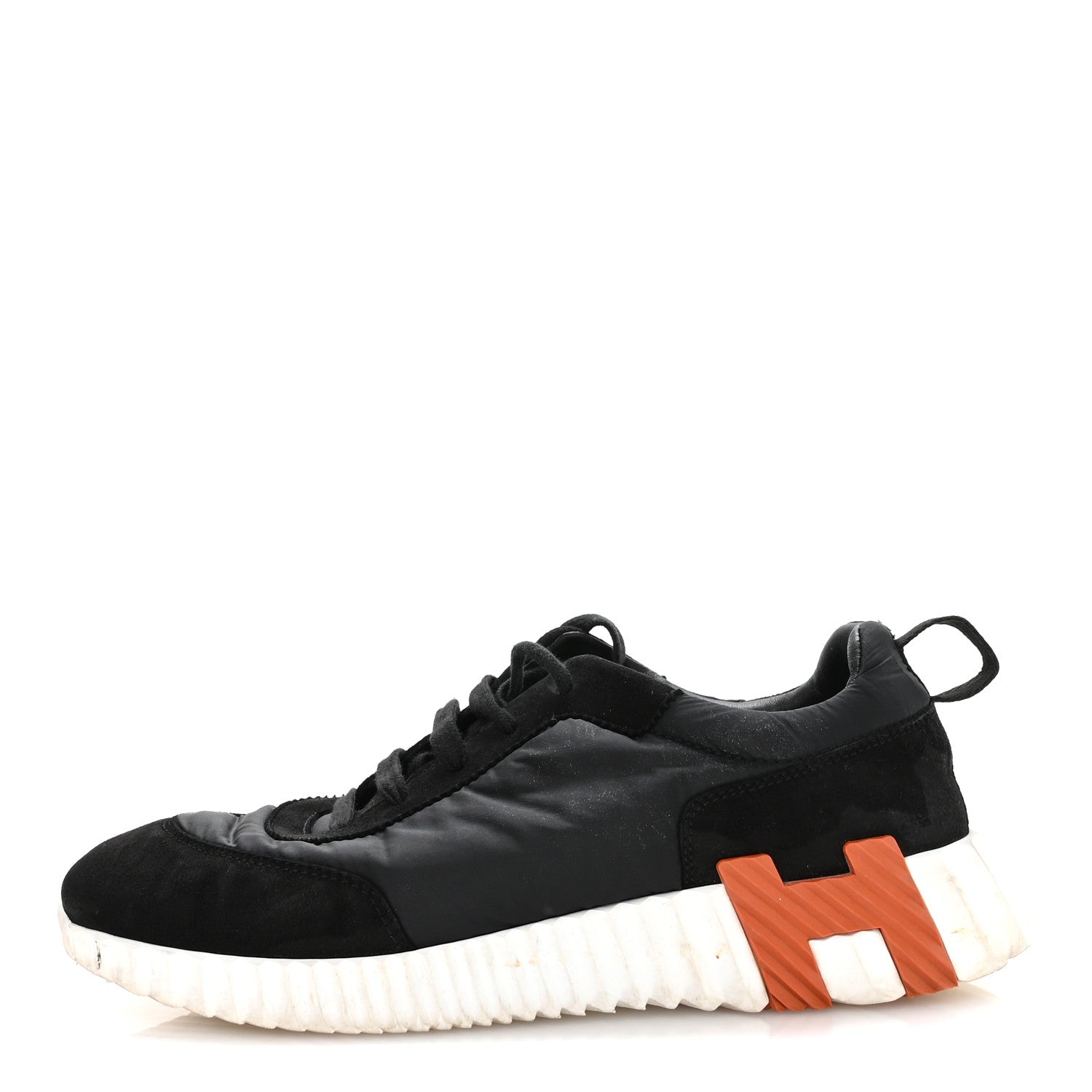 Parachute Fabric Suede Goatskin Womens Bouncing Sneakers 38.5 Black