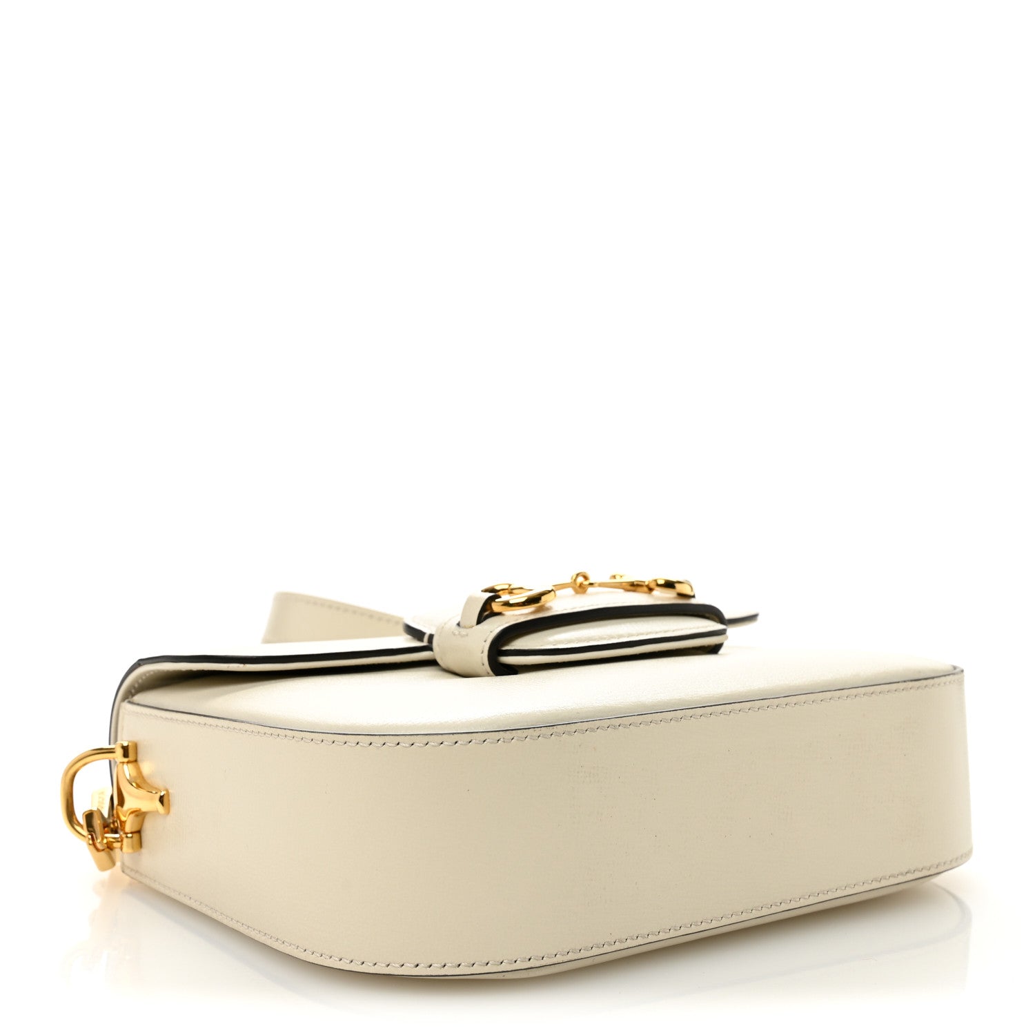 Azalea Calfskin Web Mini Horsebit 1955 Shoulder Bag Mystic White