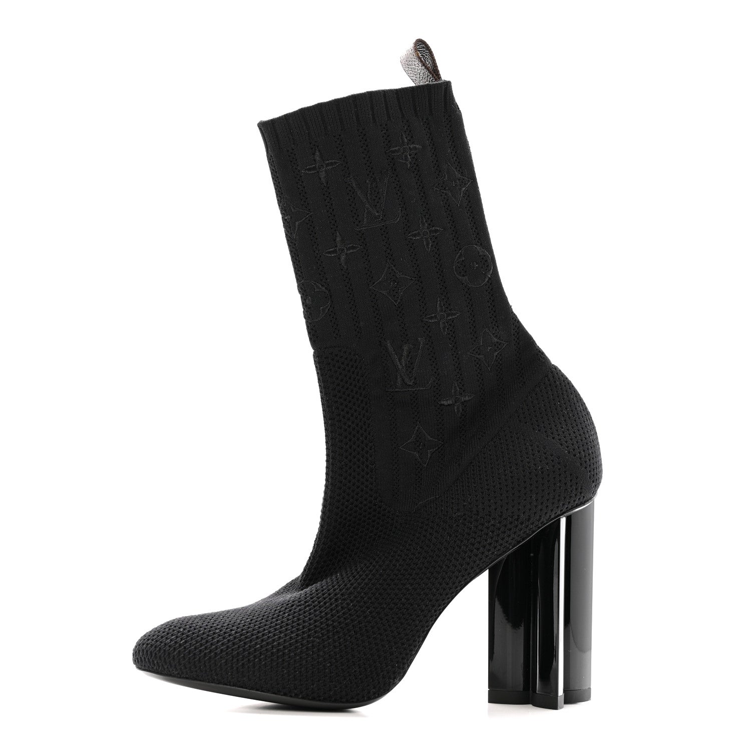 Monogram Stretch Fabric Silhouette Ankle Boots 37 Black