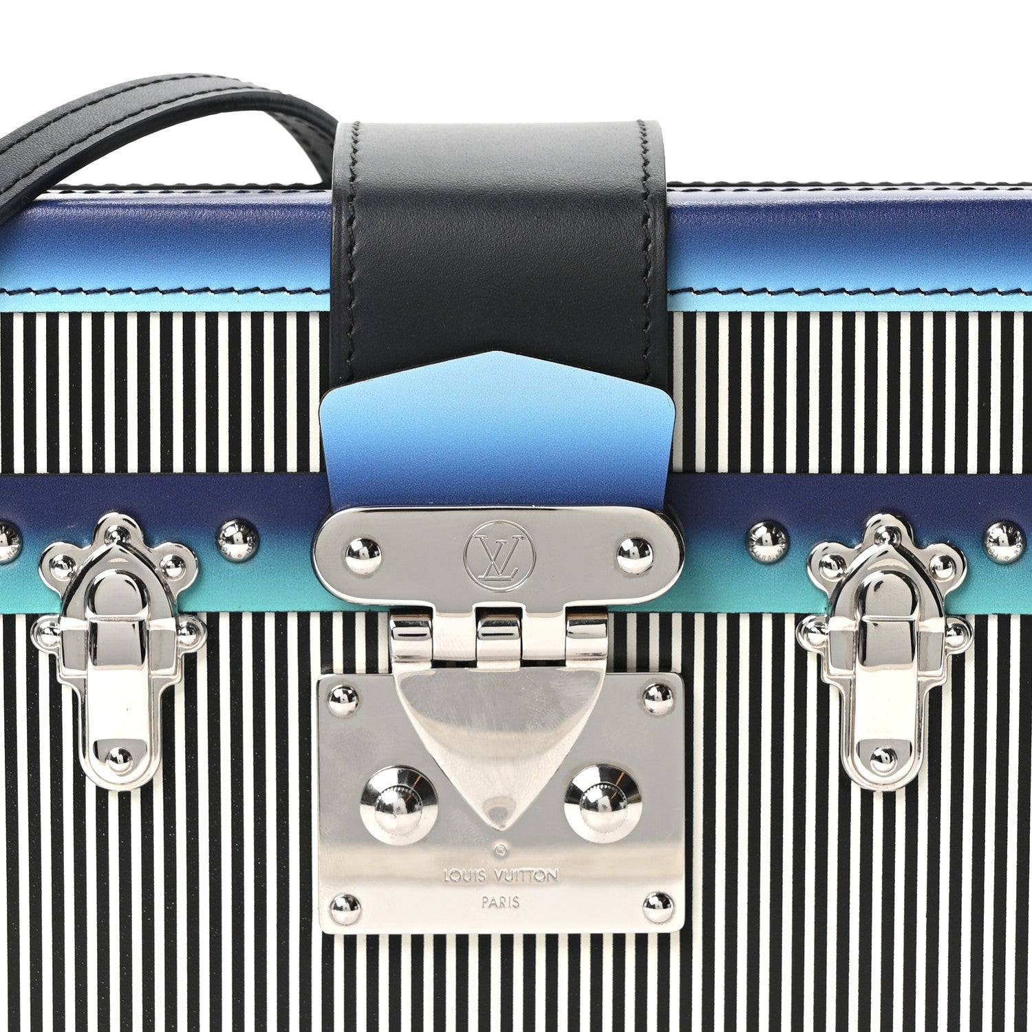 Calfskin Printed Petite Malle Blue