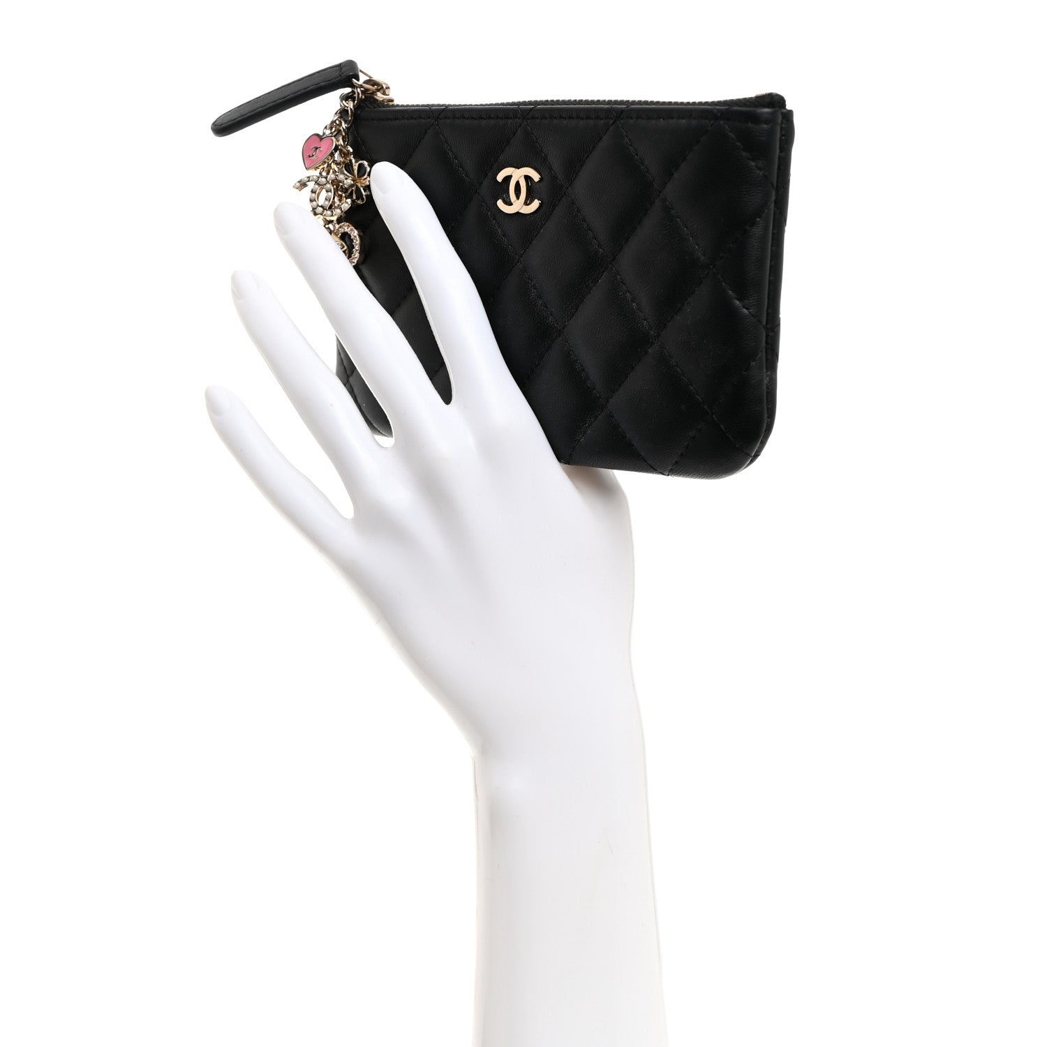 Lambskin Quilted Casino Coin Purse Black