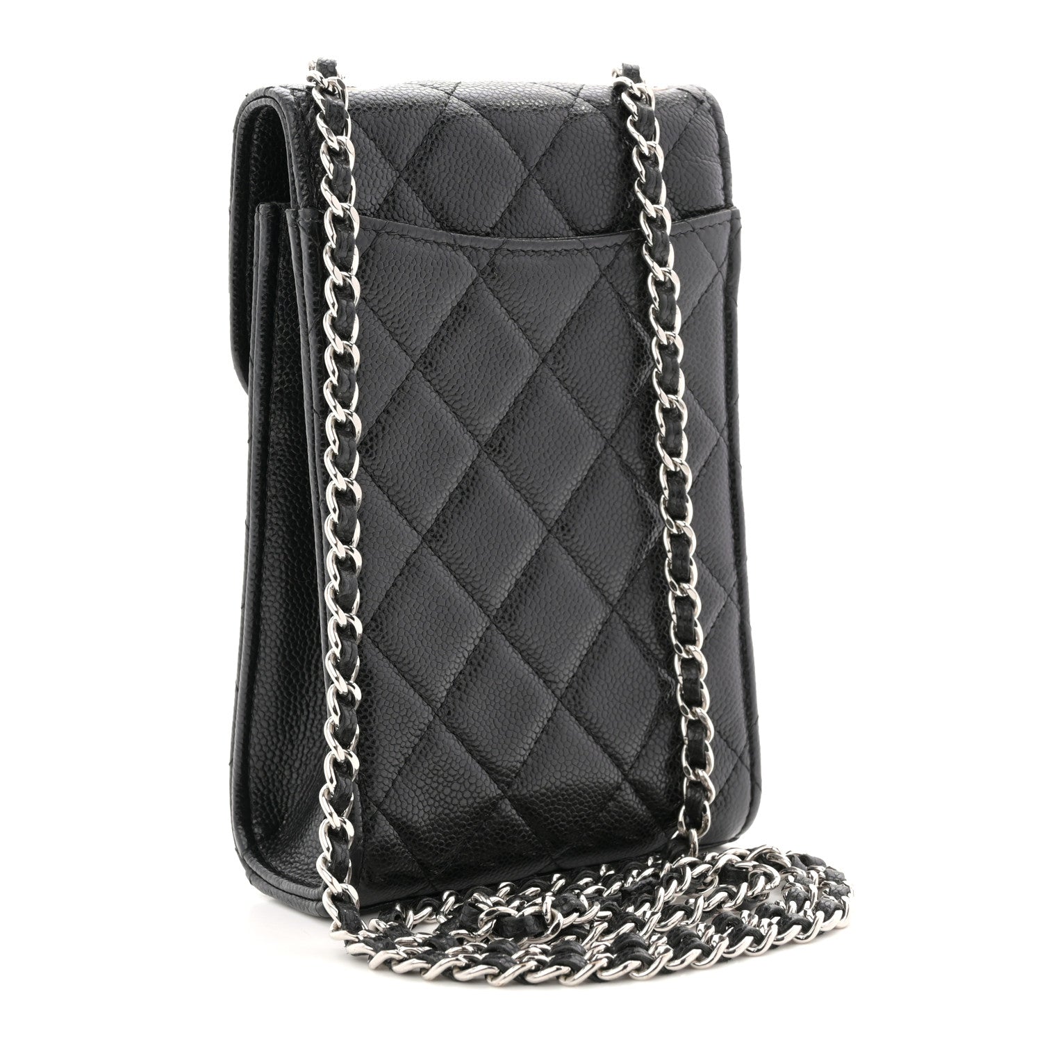 Caviar Quilted Classic Phone Holder Black