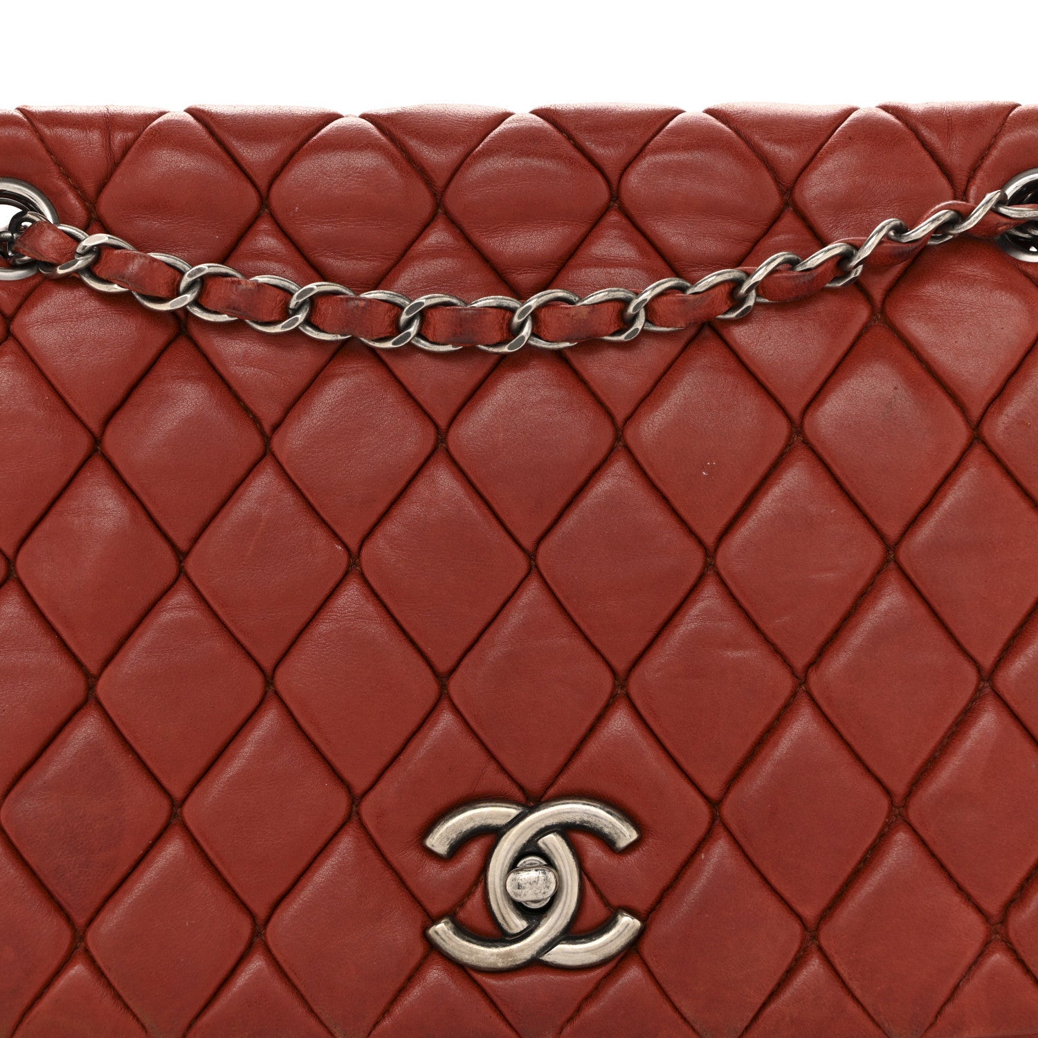 Lambskin Large New Bubble Flap Red