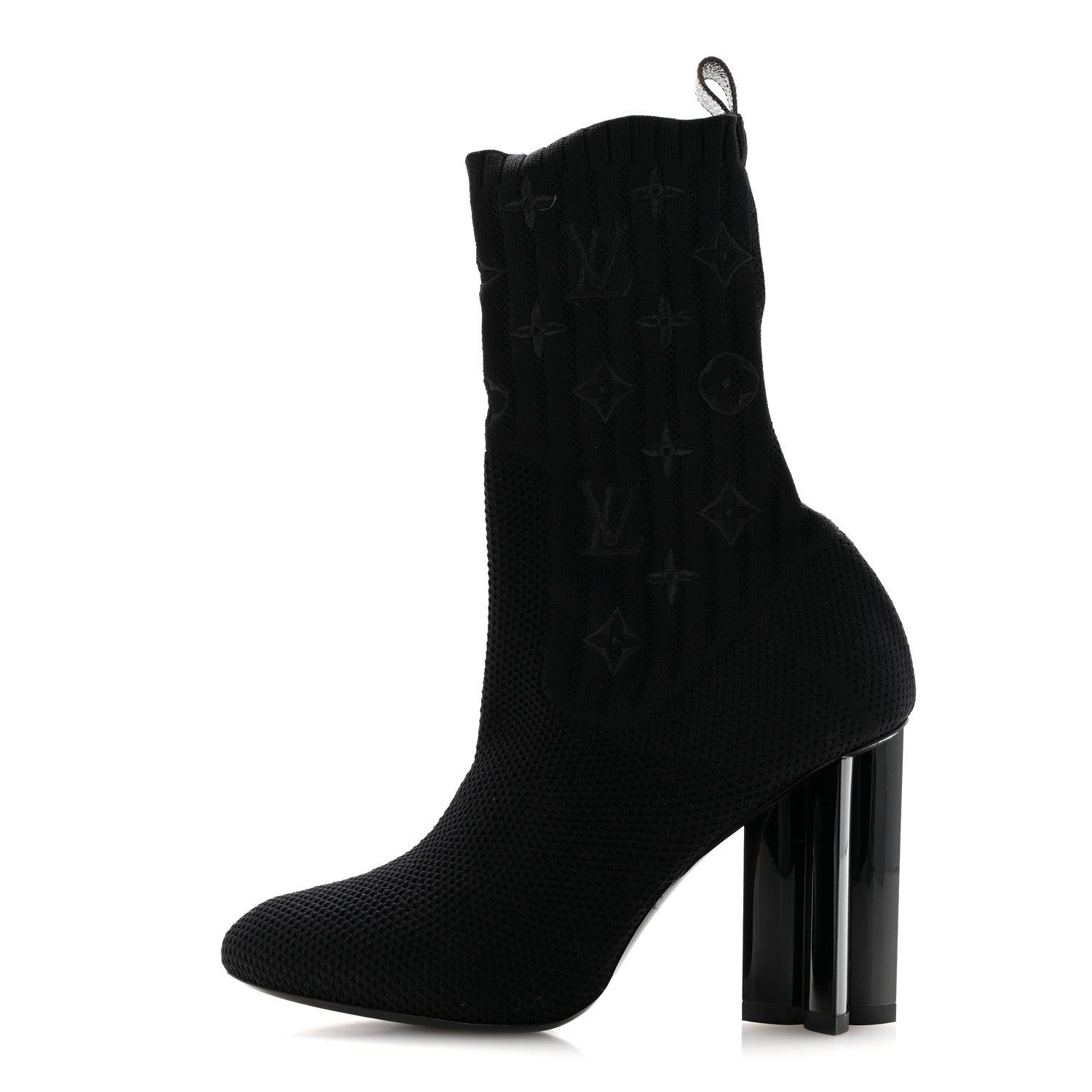 Monogram Stretch Fabric Silhouette Ankle Boots 38 Black