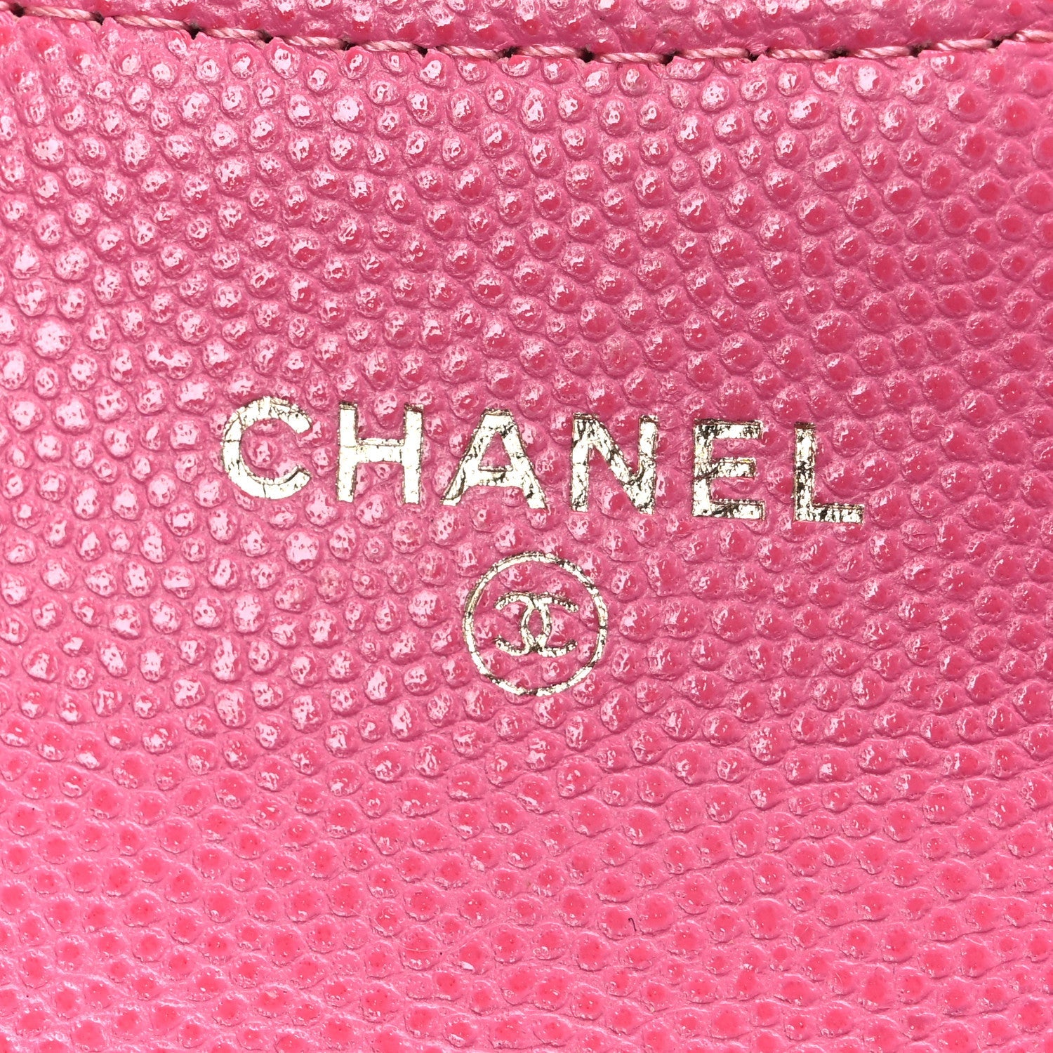 Caviar Quilted Flap Card Holder Wallet Dark Pink