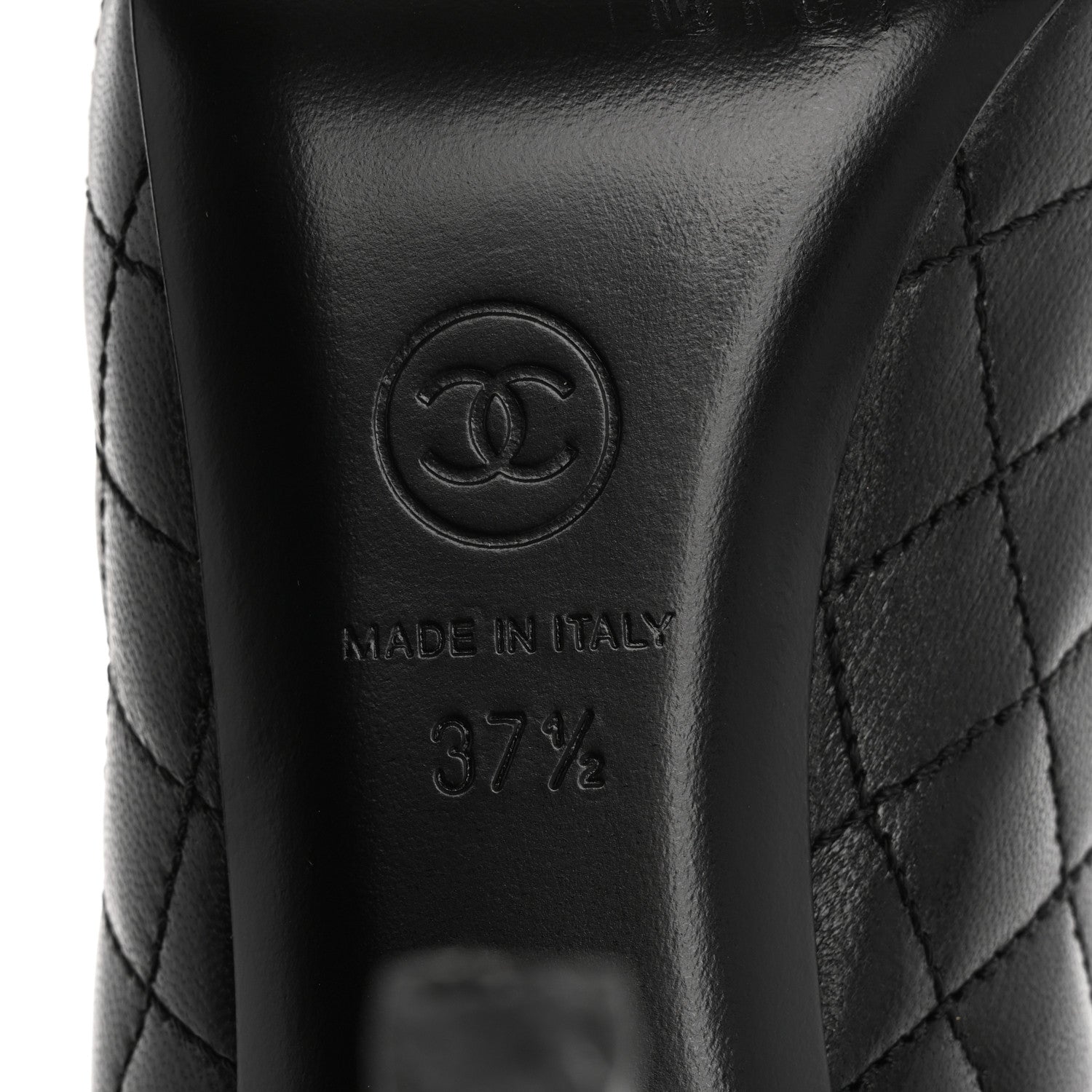 Lambskin Quilted Cap Toe Pumps 37.5 Black