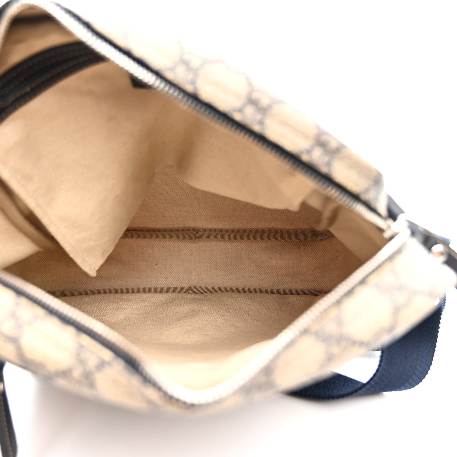 GG Plus Monogram Selleria Calfskin Medium Messenger Bag Beige Blue