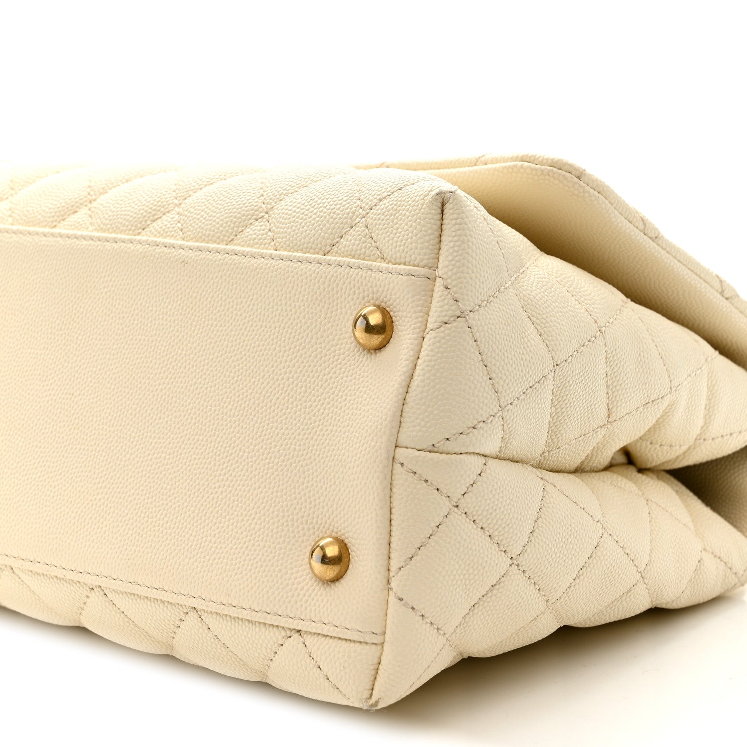 Caviar Quilted Small Coco Handle Flap White