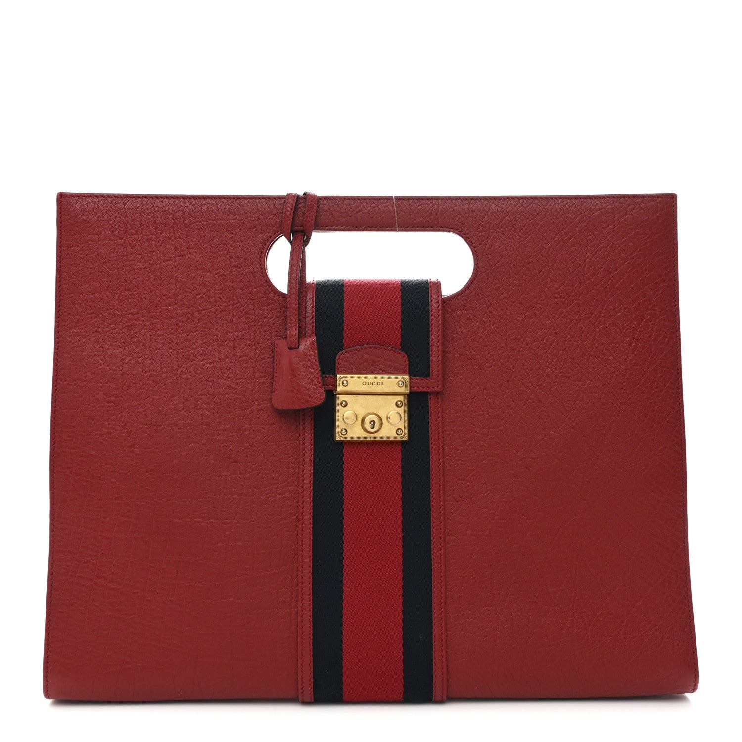 Calfskin Web Padlock Tote Red