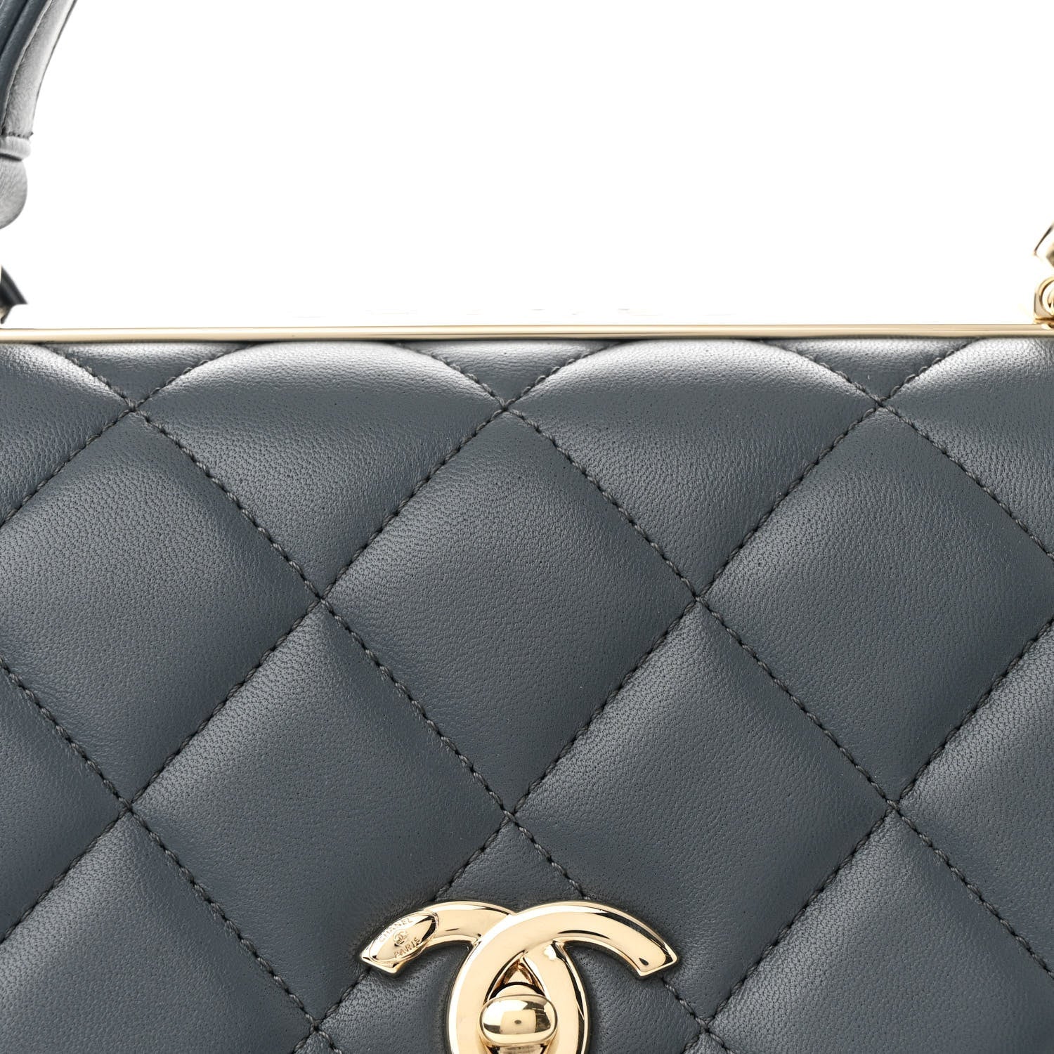 Lambskin Quilted Medium Trendy CC Flap Dual Handle Bag Dark Grey