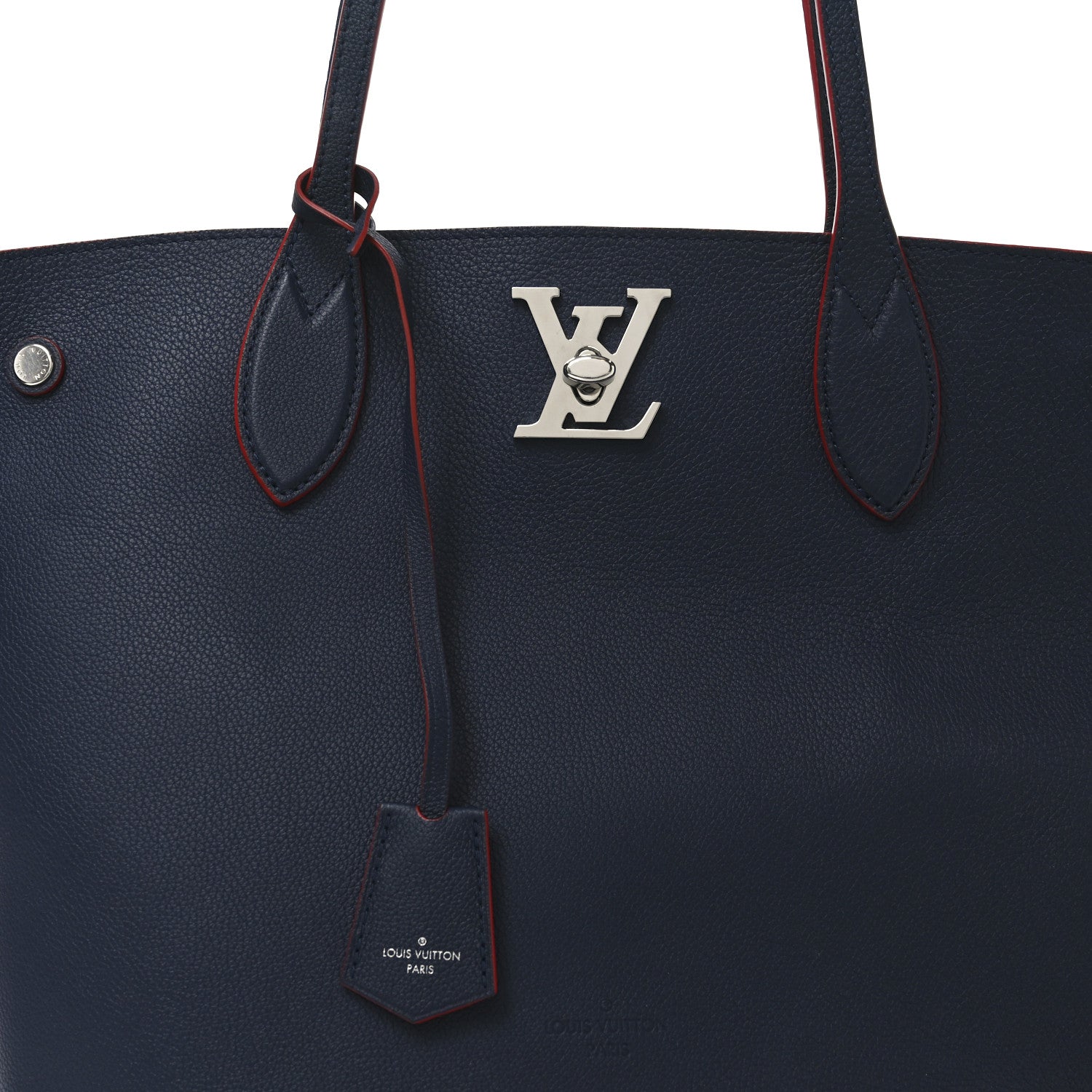Calfskin Lockme Go Tote Marine Rouge