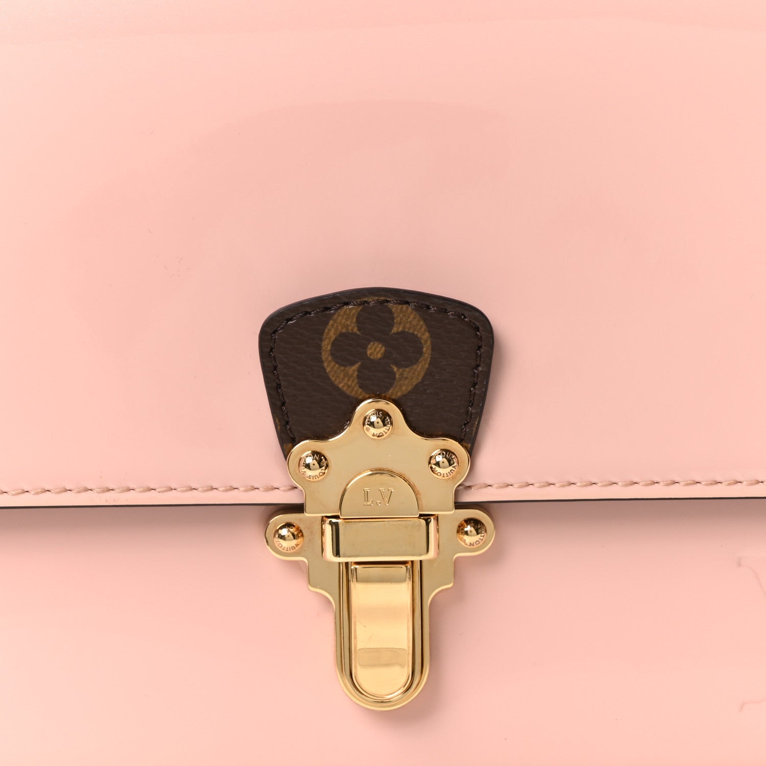 Patent Calfskin Monogram Cherrywood BB Rose Ballerine